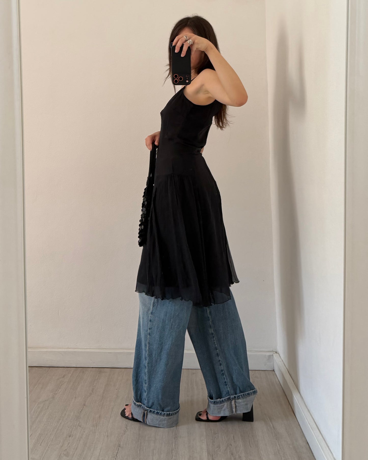 00s black midi dress