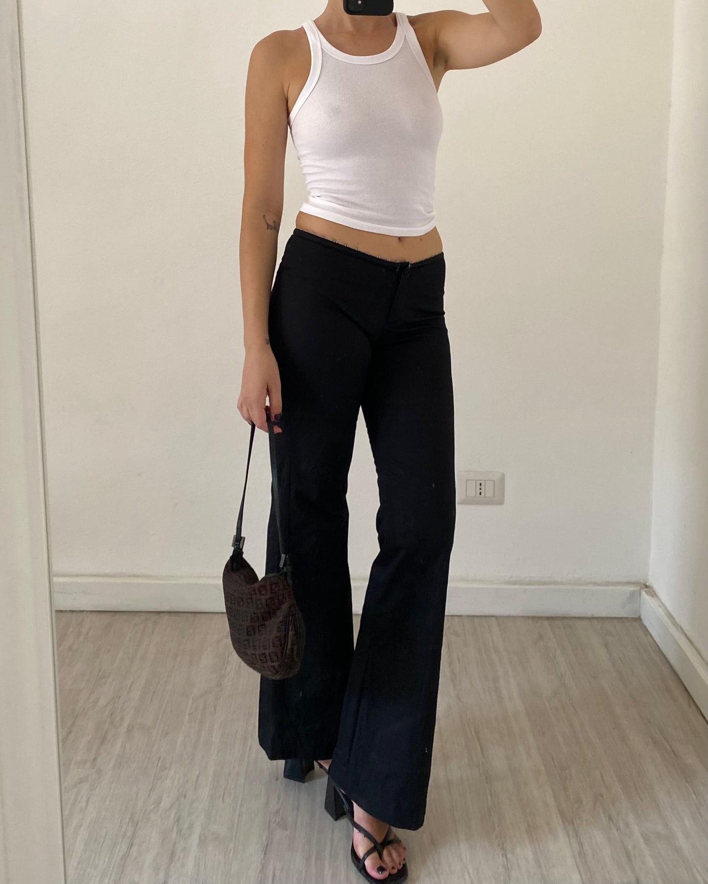 Low rise flare trousers