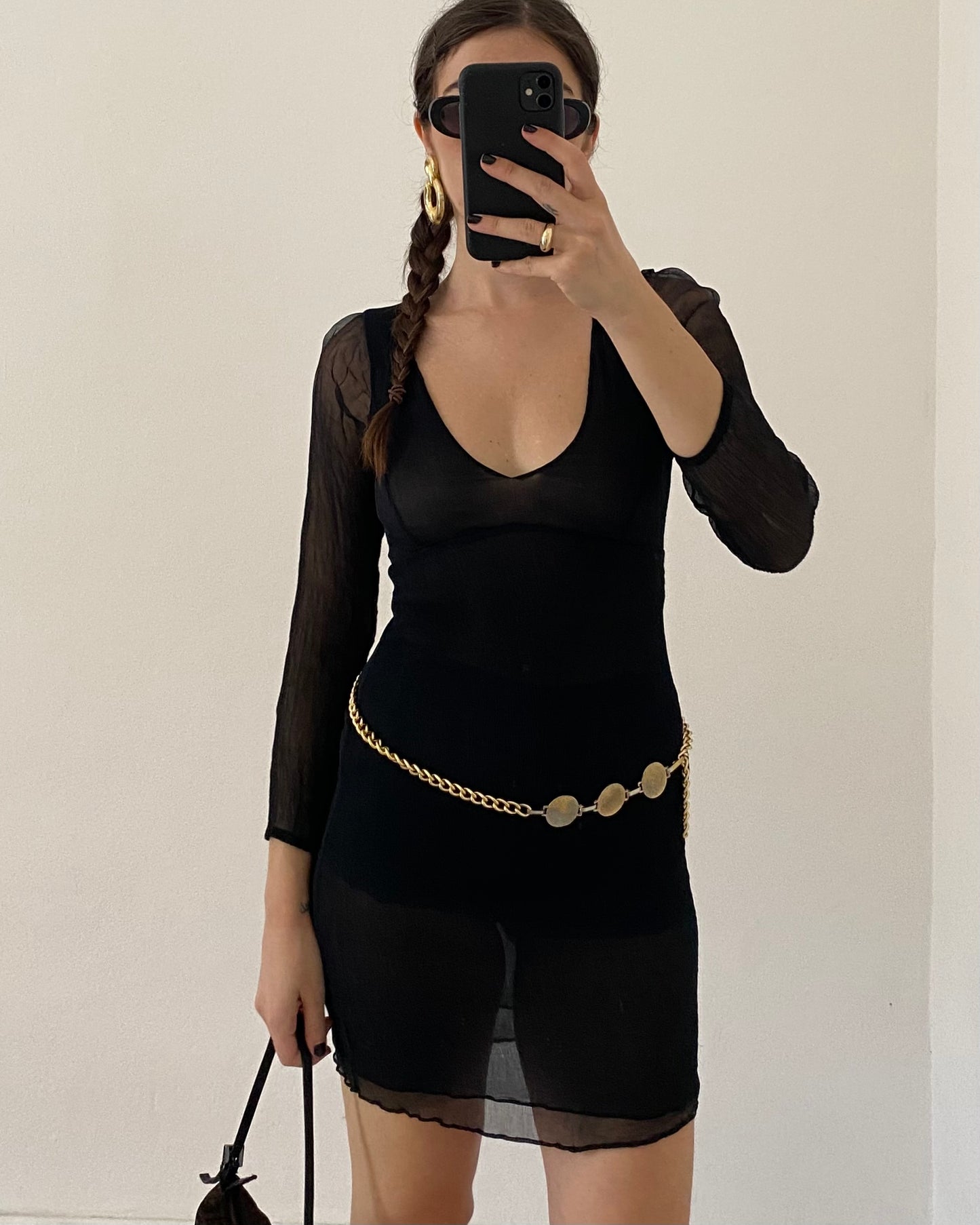 Silk embroidered mini dress