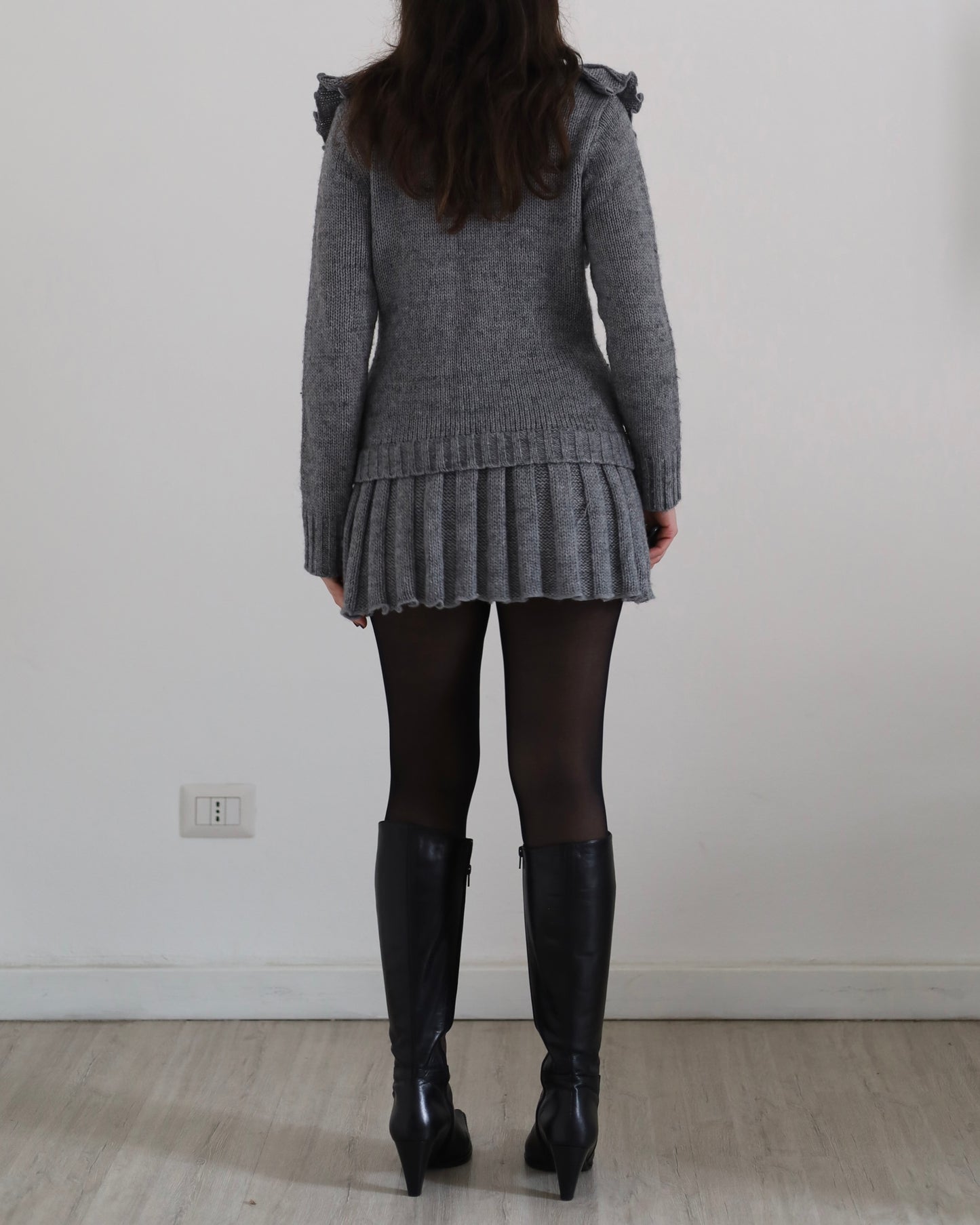 Frill knit jumper