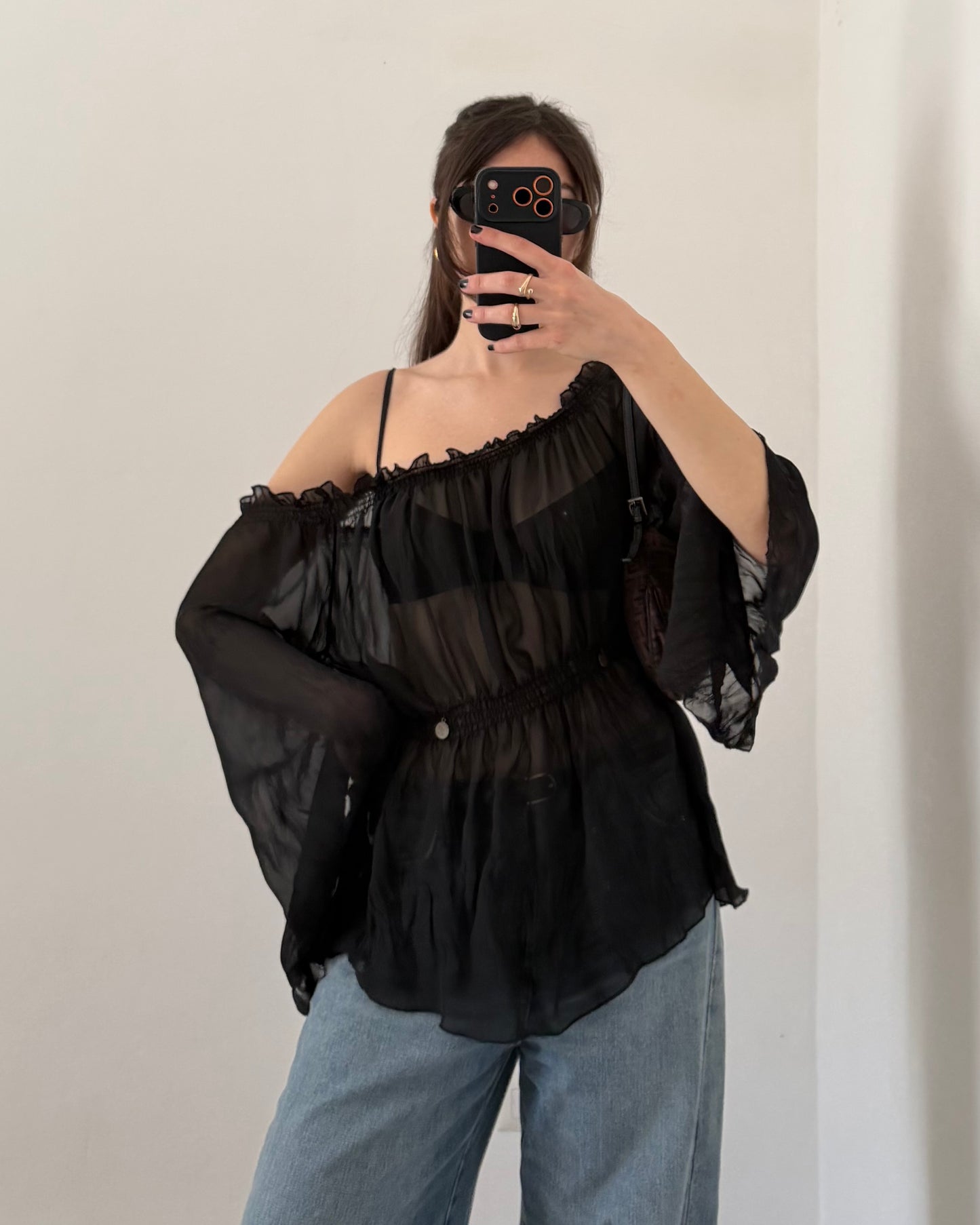 Sheer ruched top