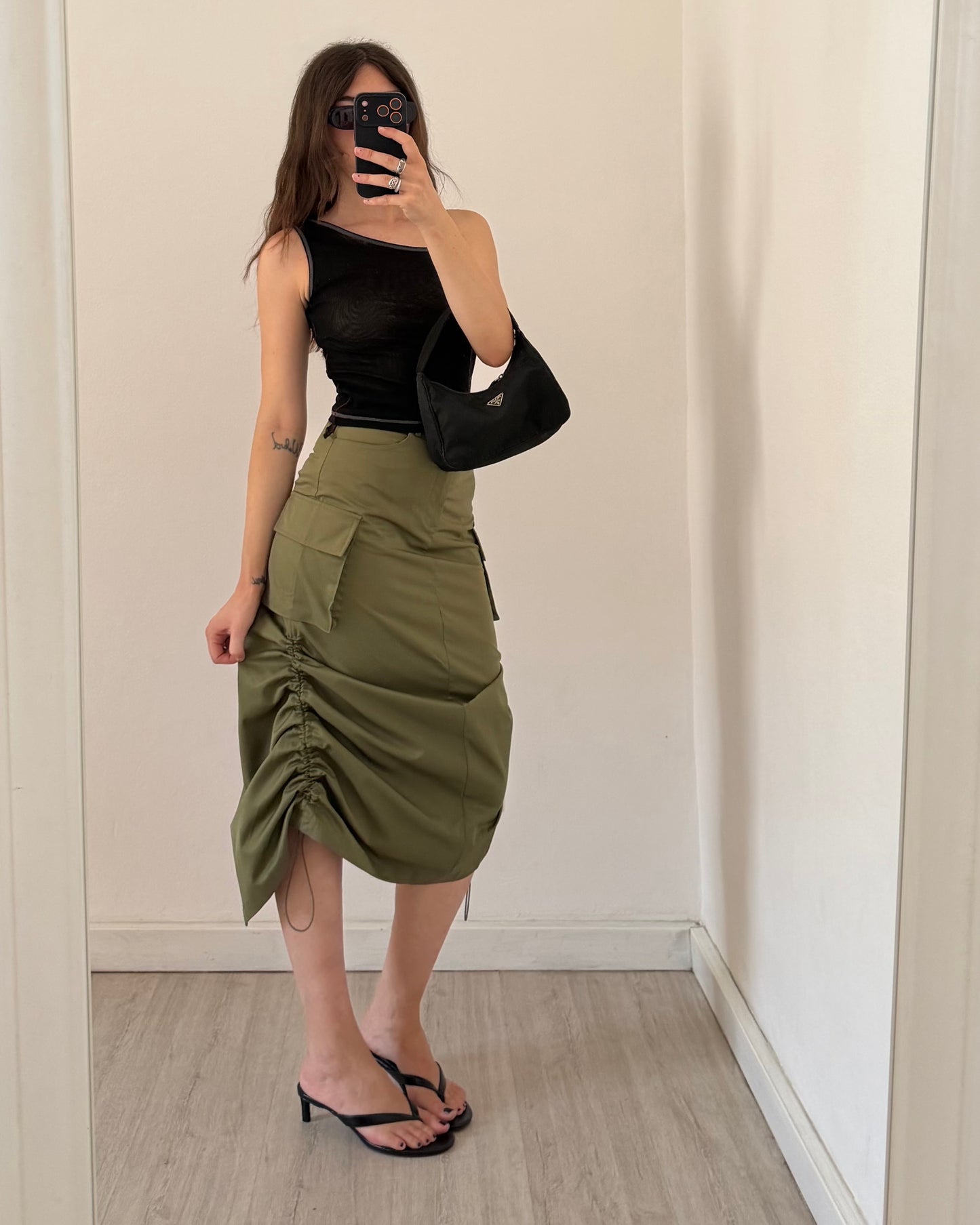 Cargo skirt with drawstrings
