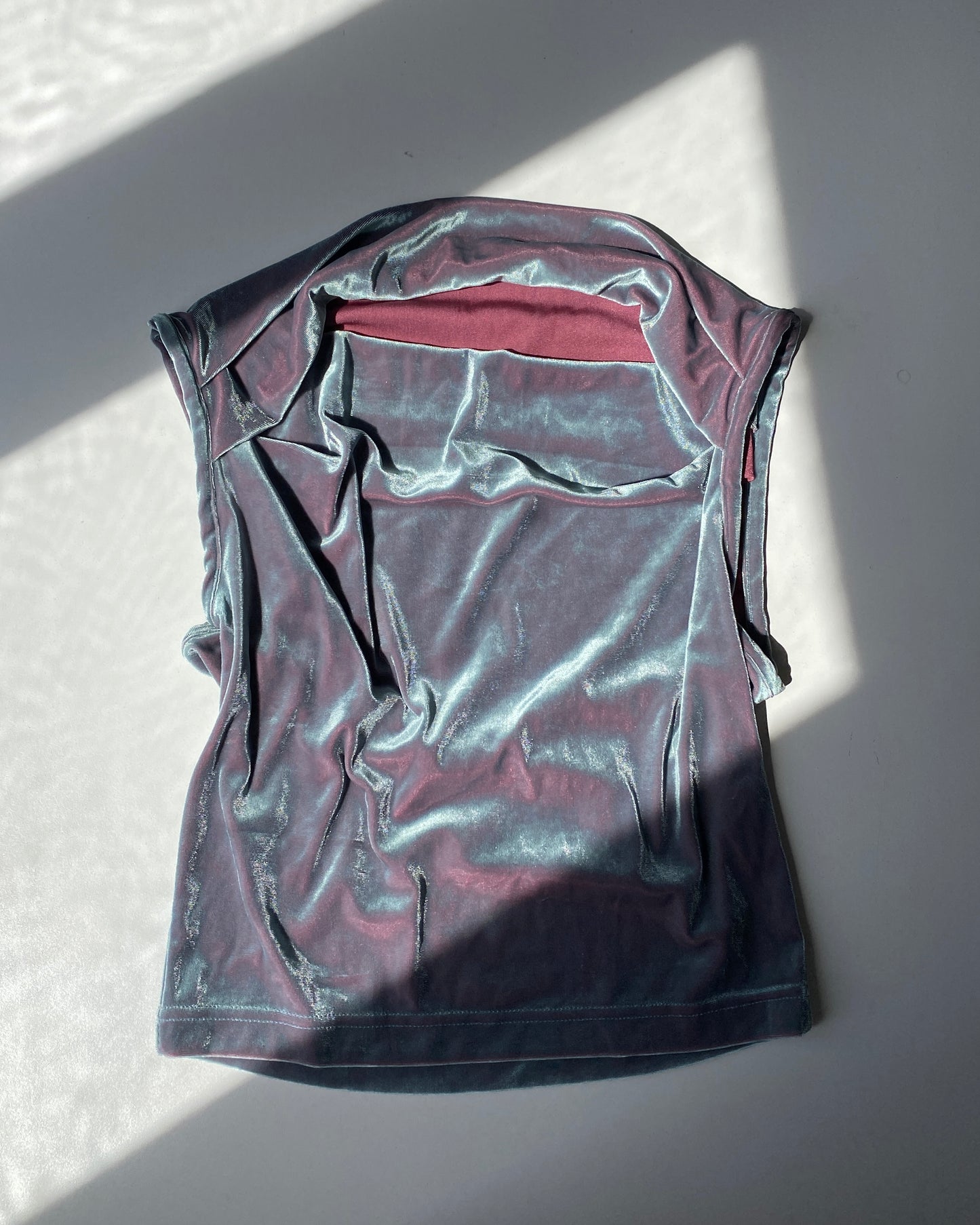 Iridescent velour top