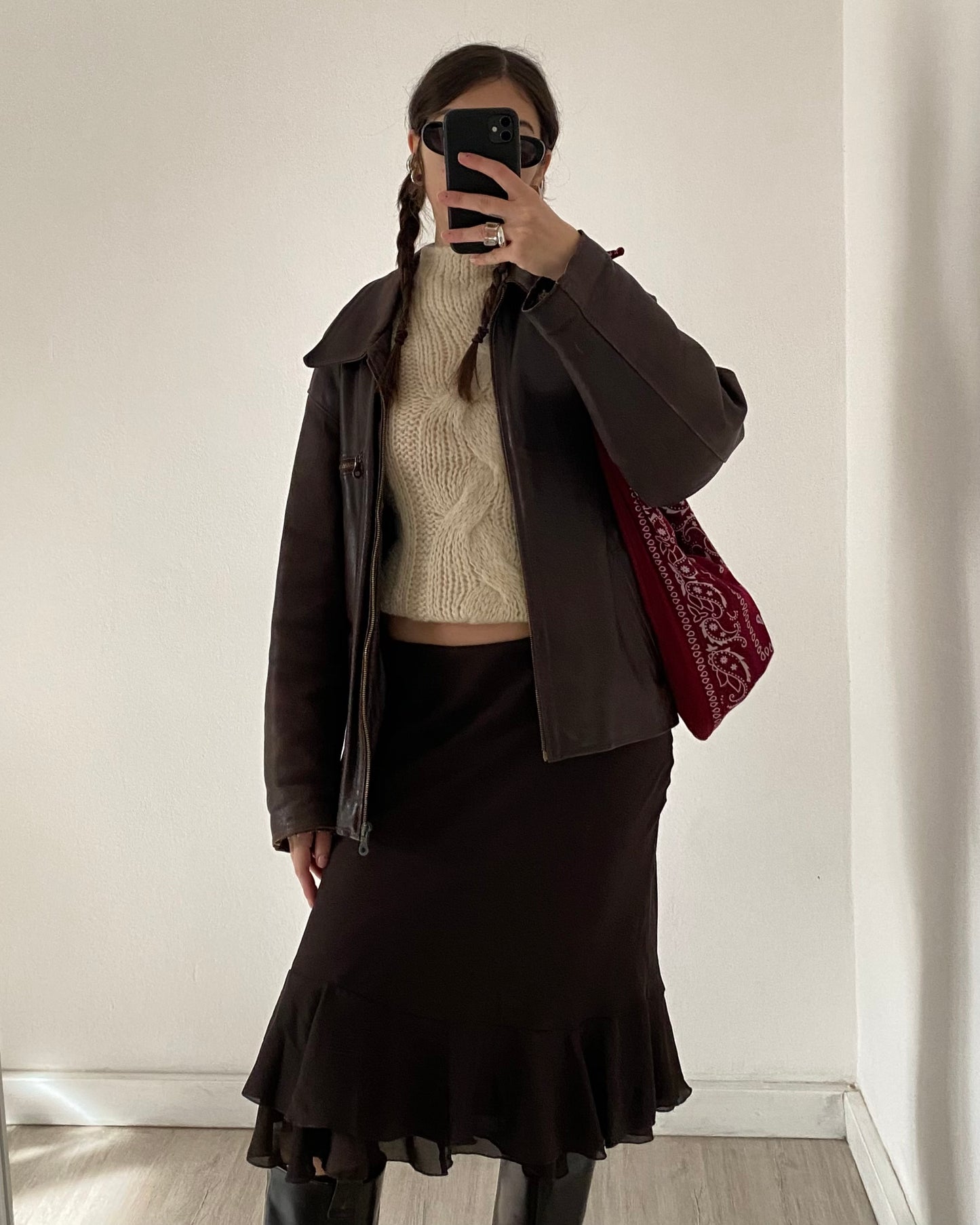 Brown midi skirt