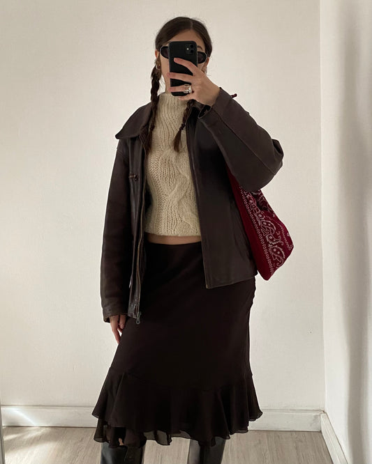 Brown midi skirt
