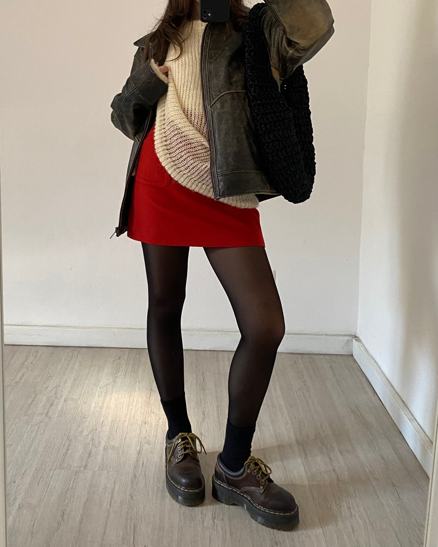 Red wool skirt