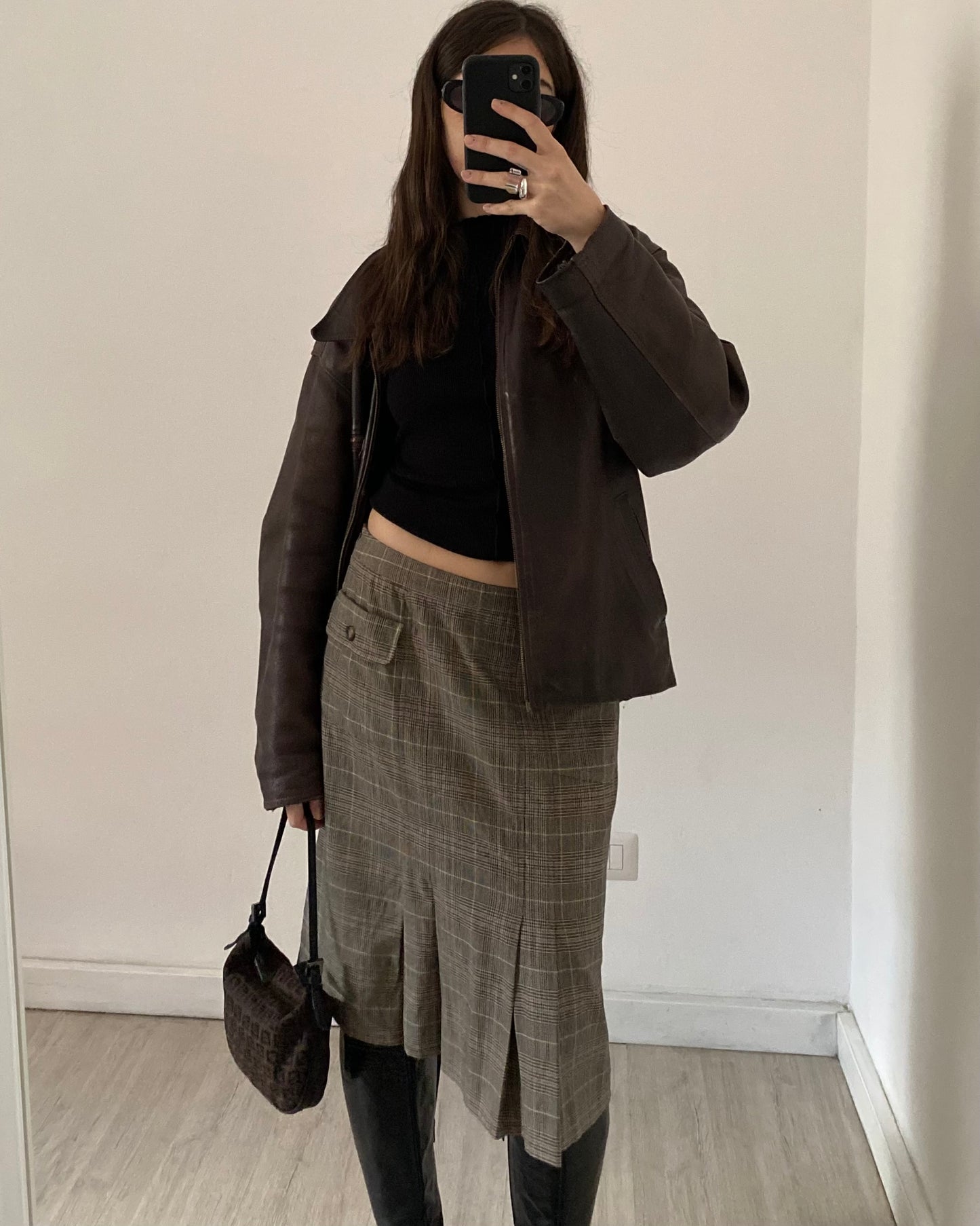 Max Mara check midi skirt
