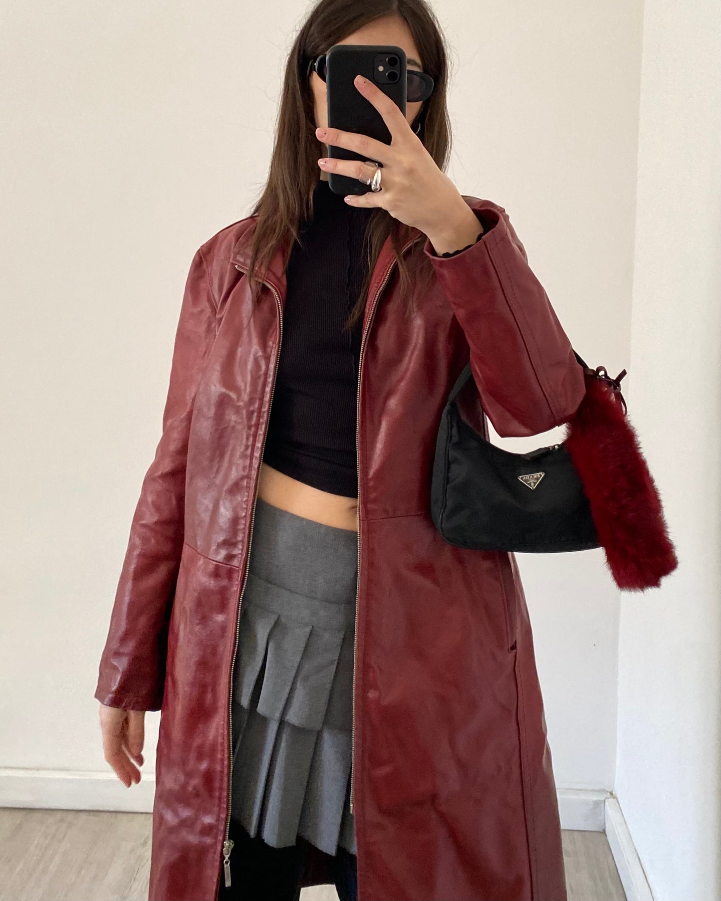 Cherry red leather jacket