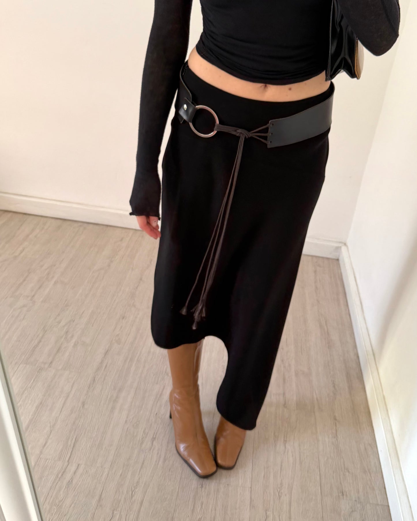 00s black asymmetric skirt