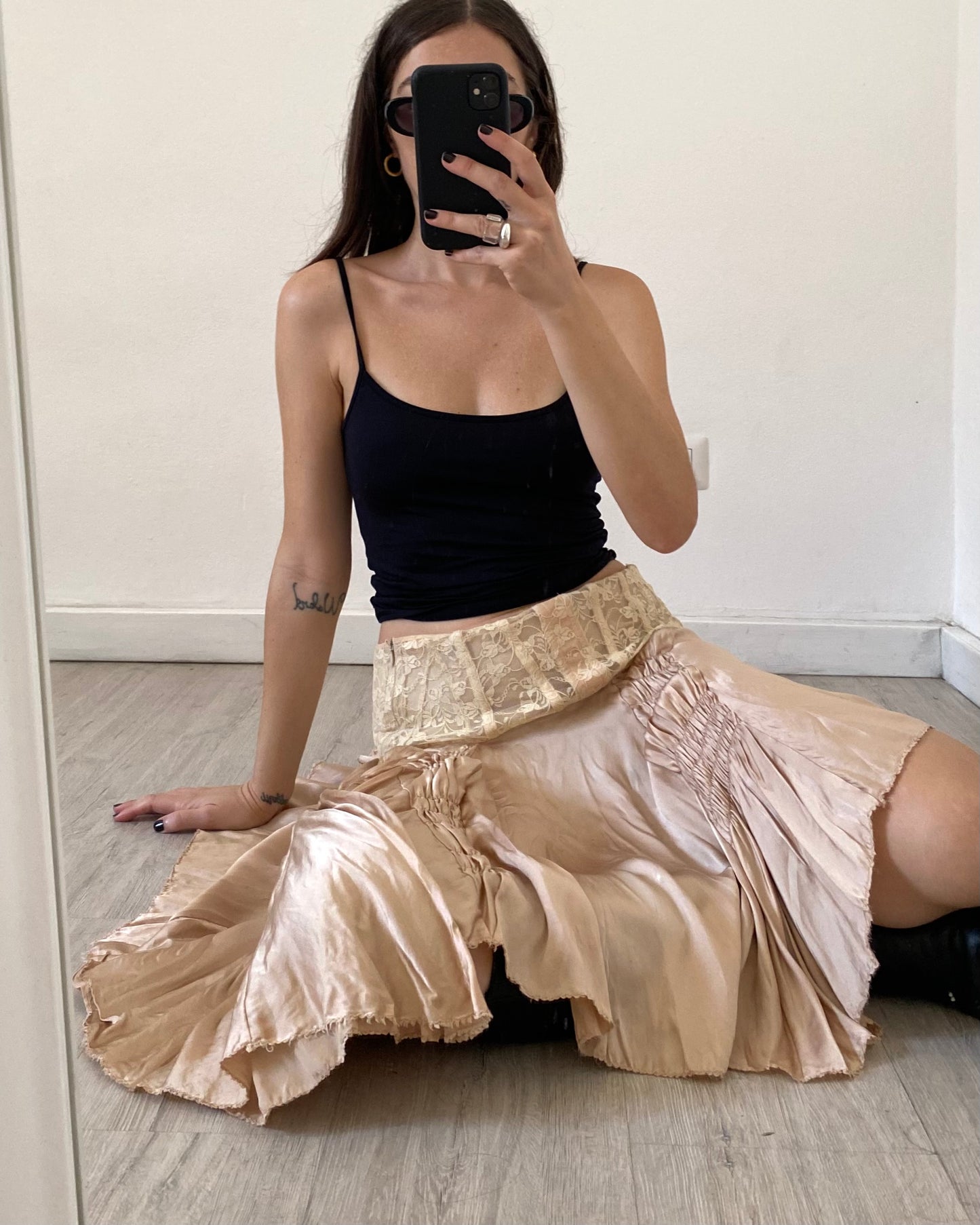 Silk draped skirt