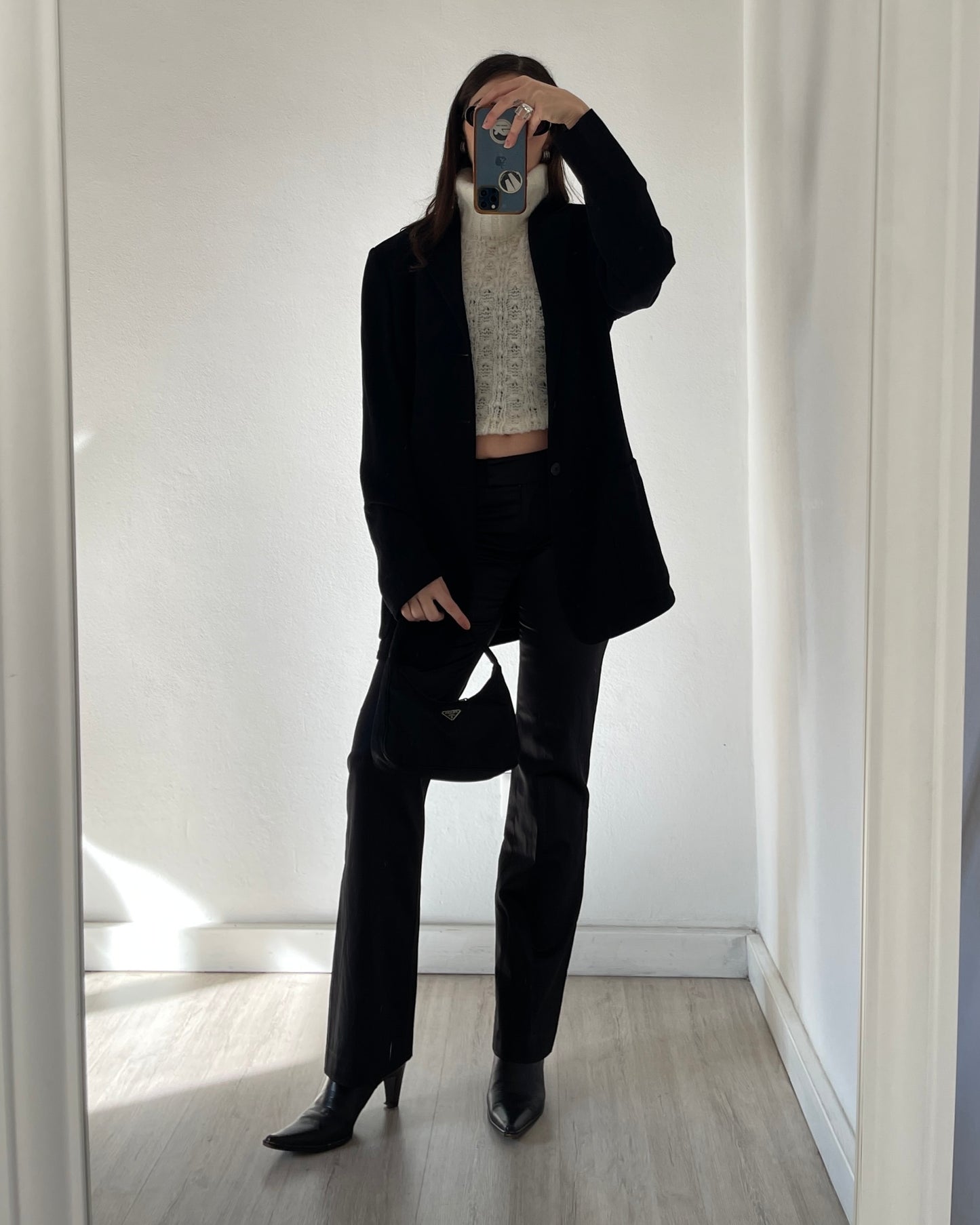 Satin bootcut trousers