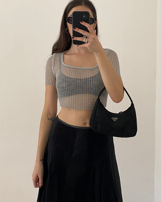90s silver lurex top