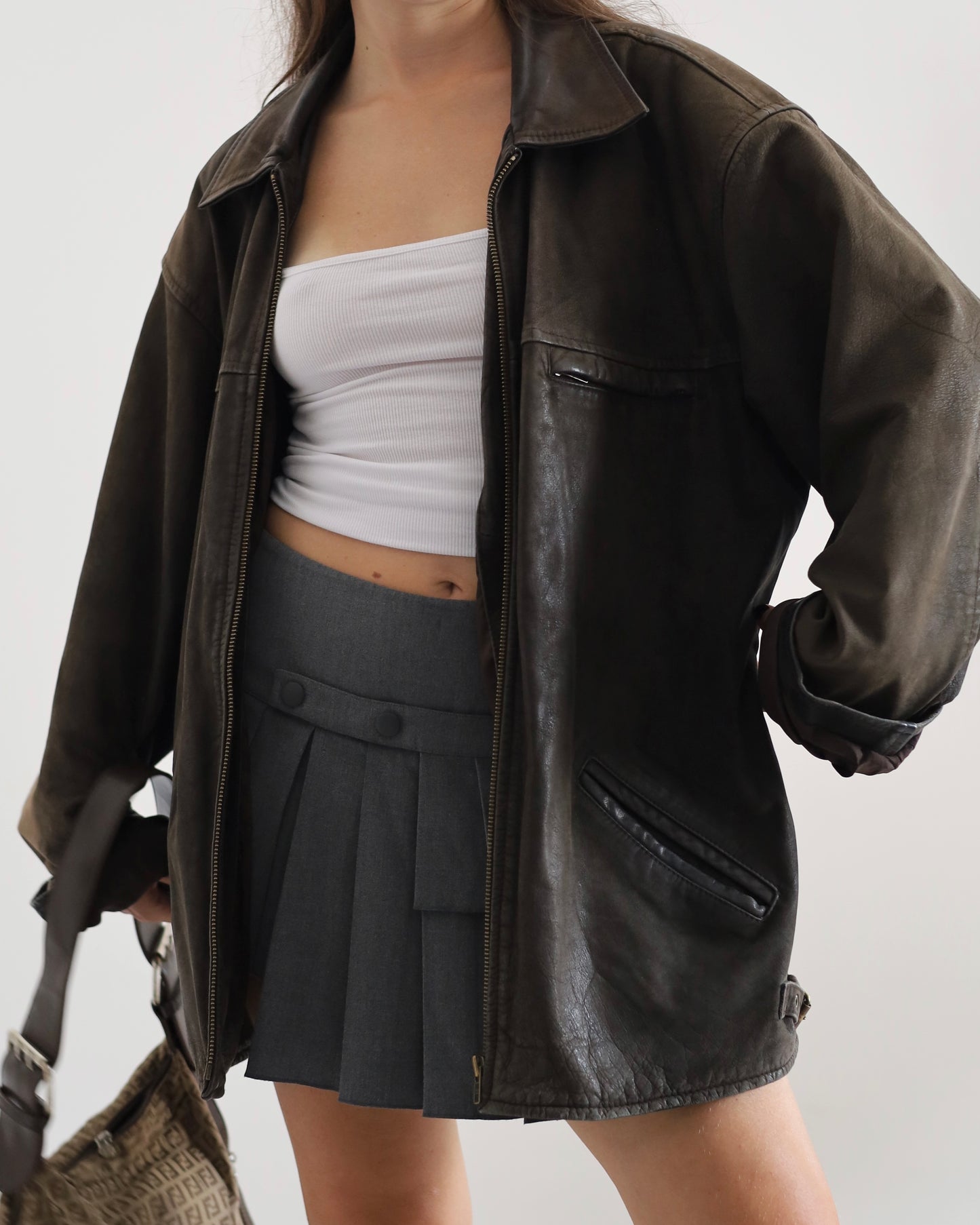 Brown distressed leather jacket