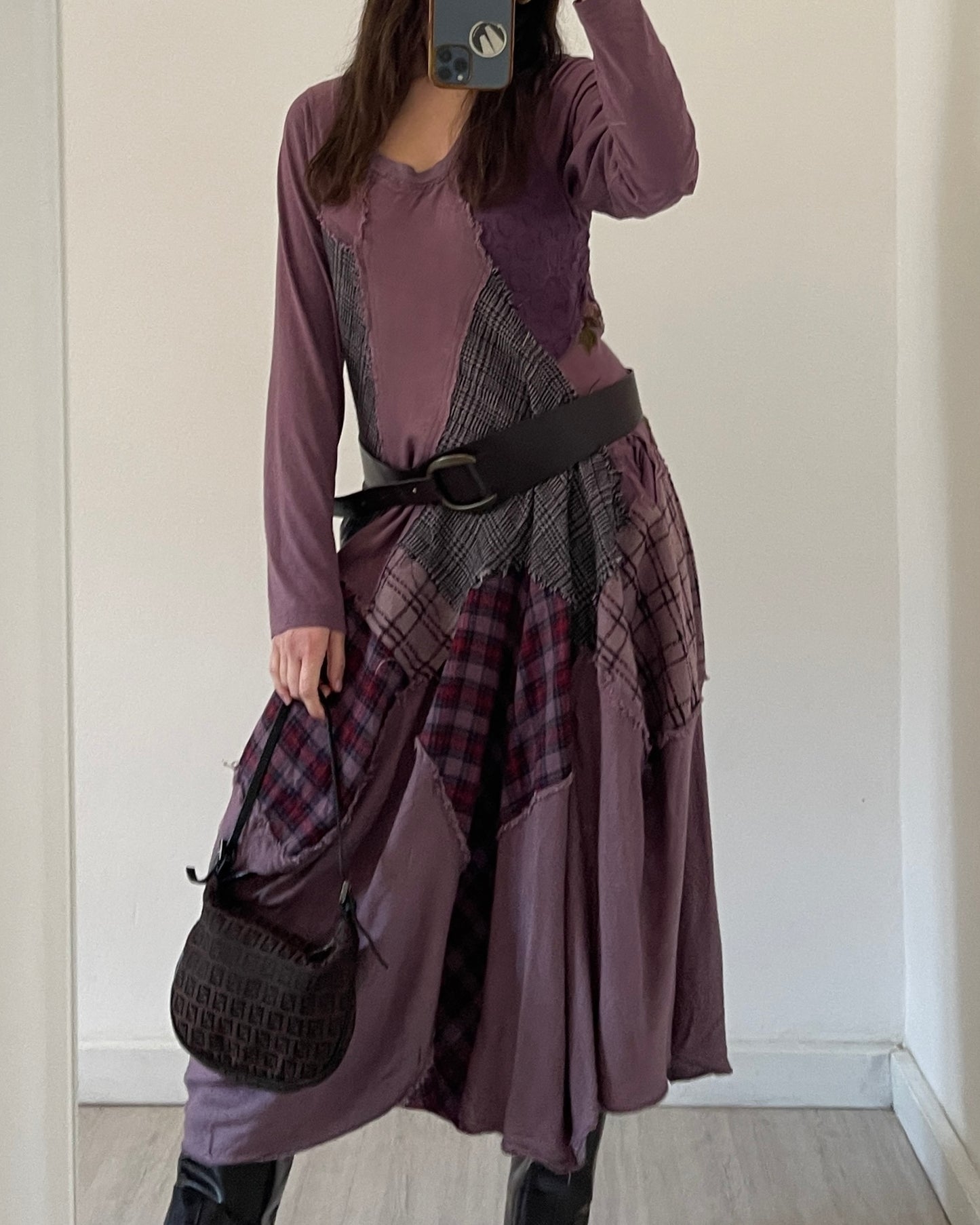 Patchwork asymmetric dress