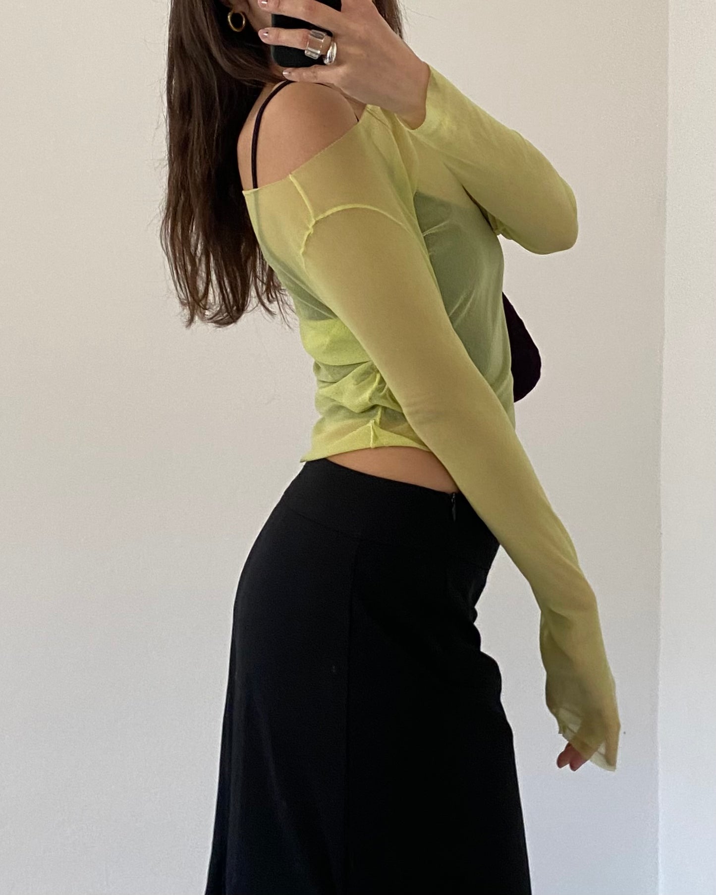 Lime green micro mesh top
