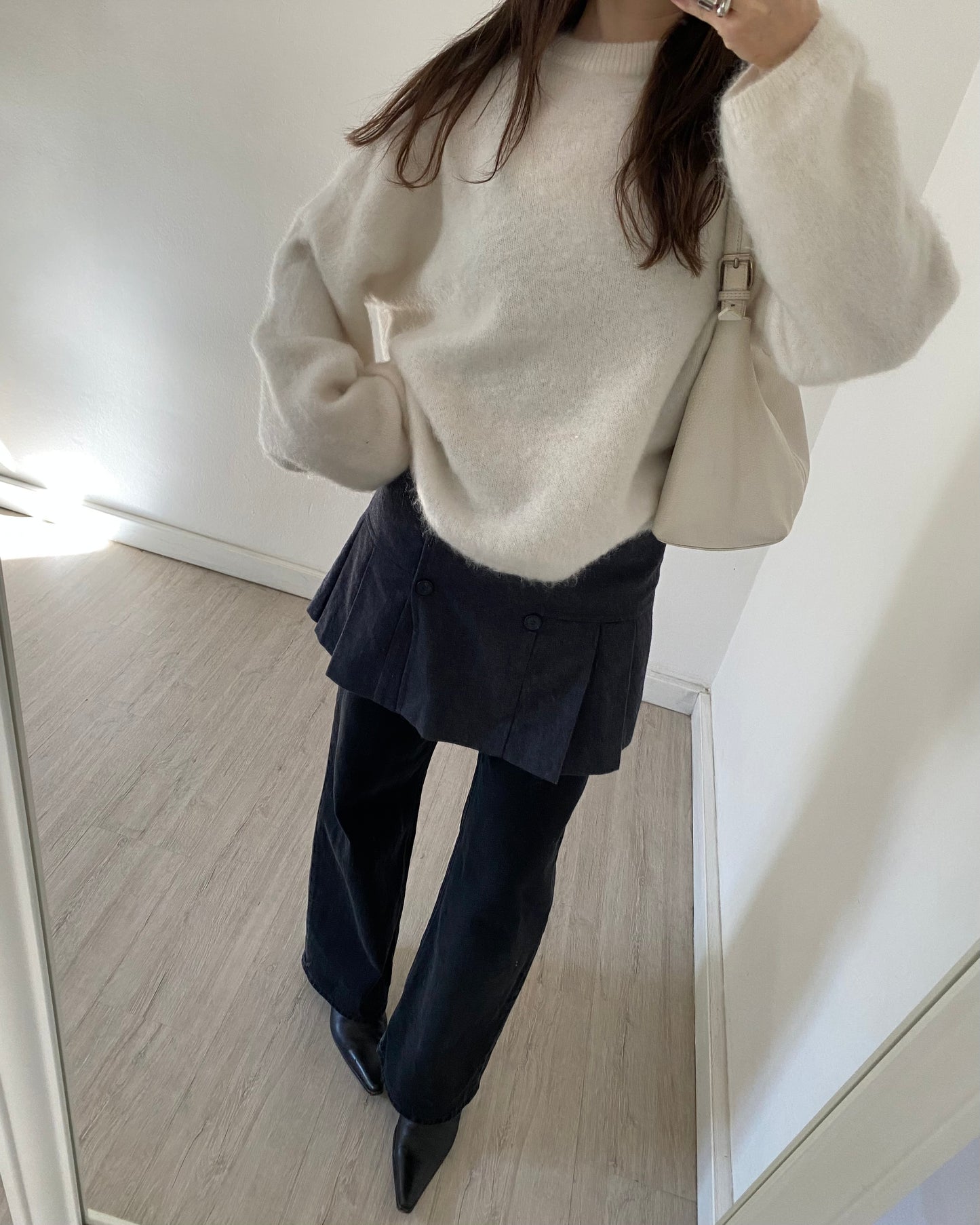 Wool pleated mini skirt