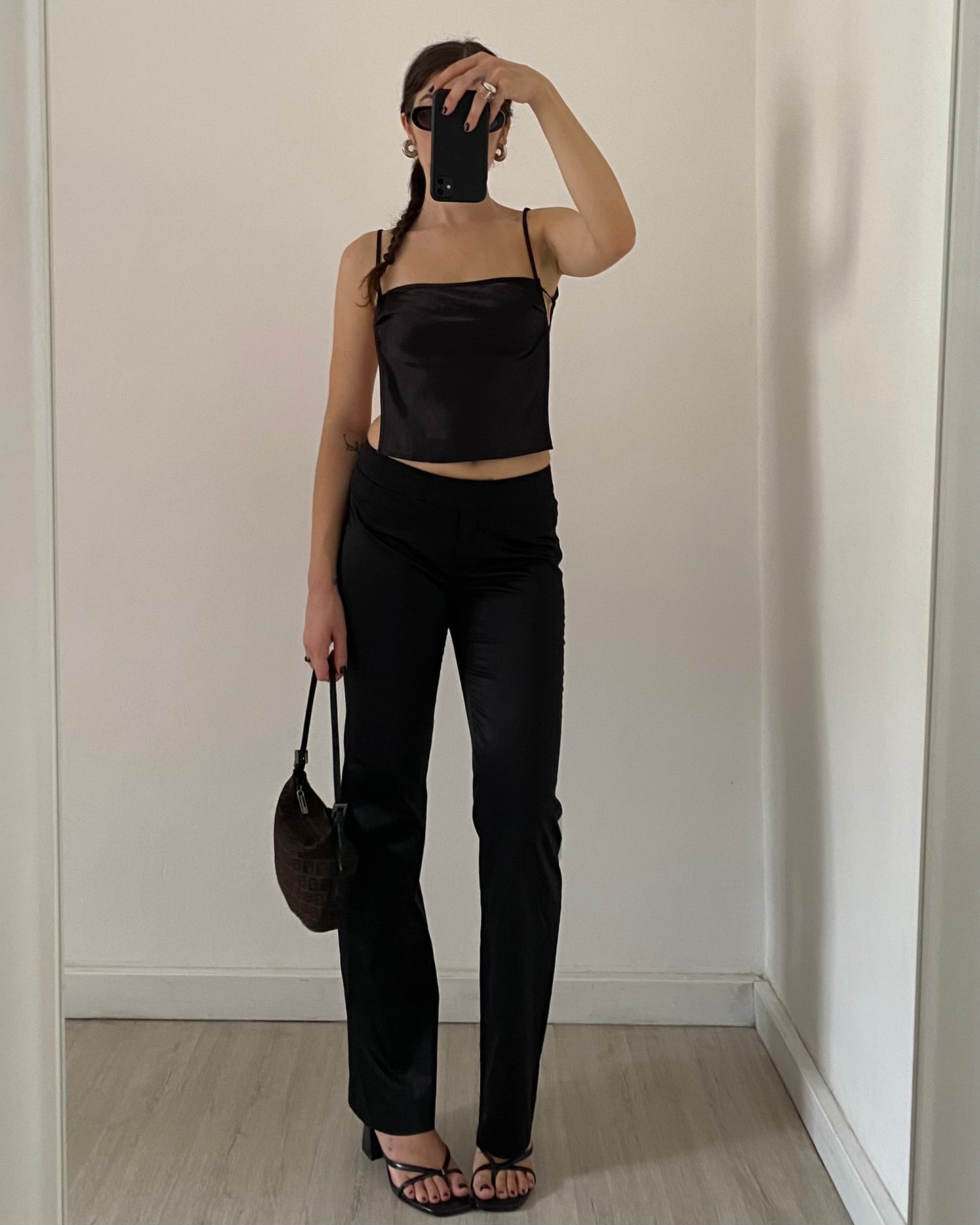 Satin straight leg trousers