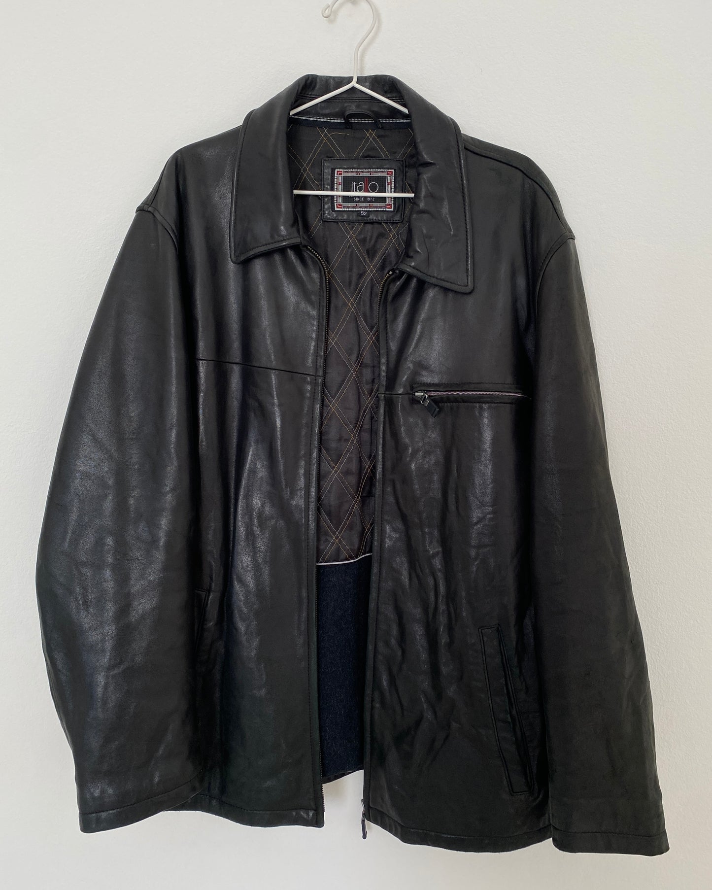 Leather bomber jacket