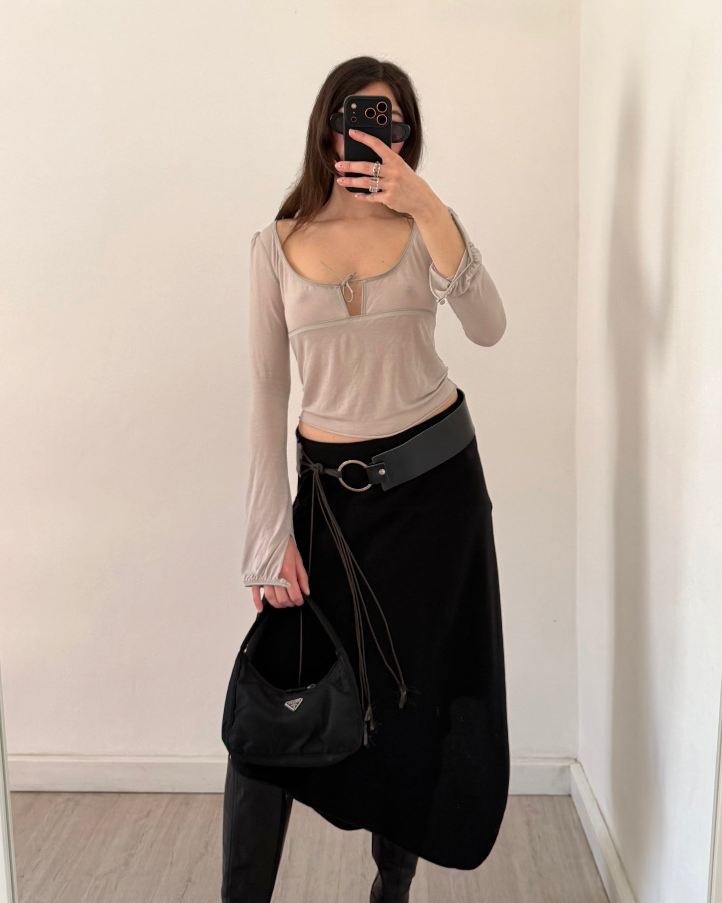 00s black asymmetric skirt