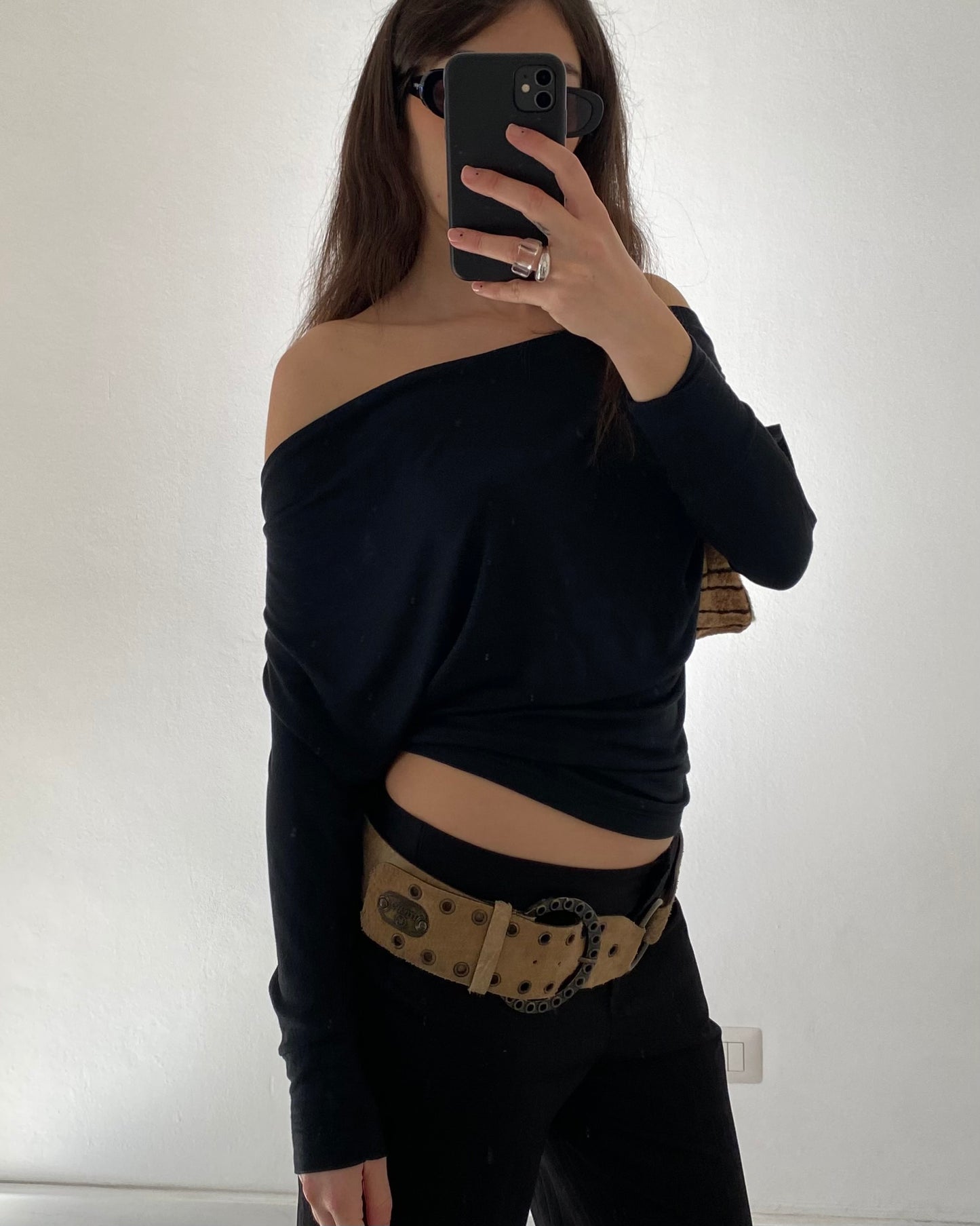 Black striped trousers