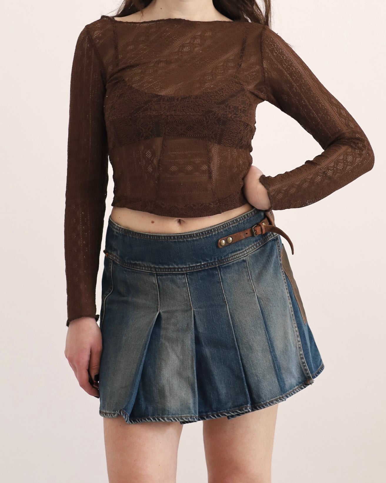 Denim pleated skirt by Guess