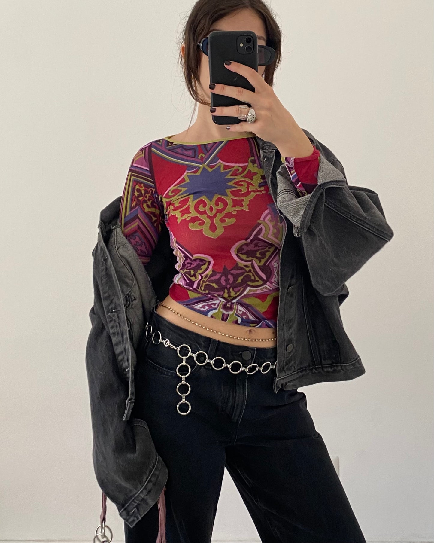 00s graphic print long sleeves top