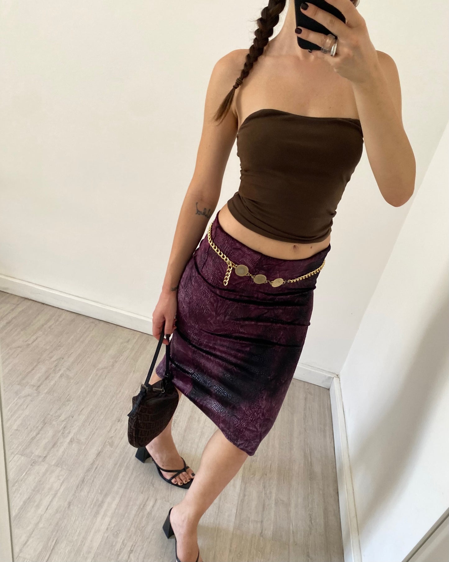 Snakeskin velour skirt