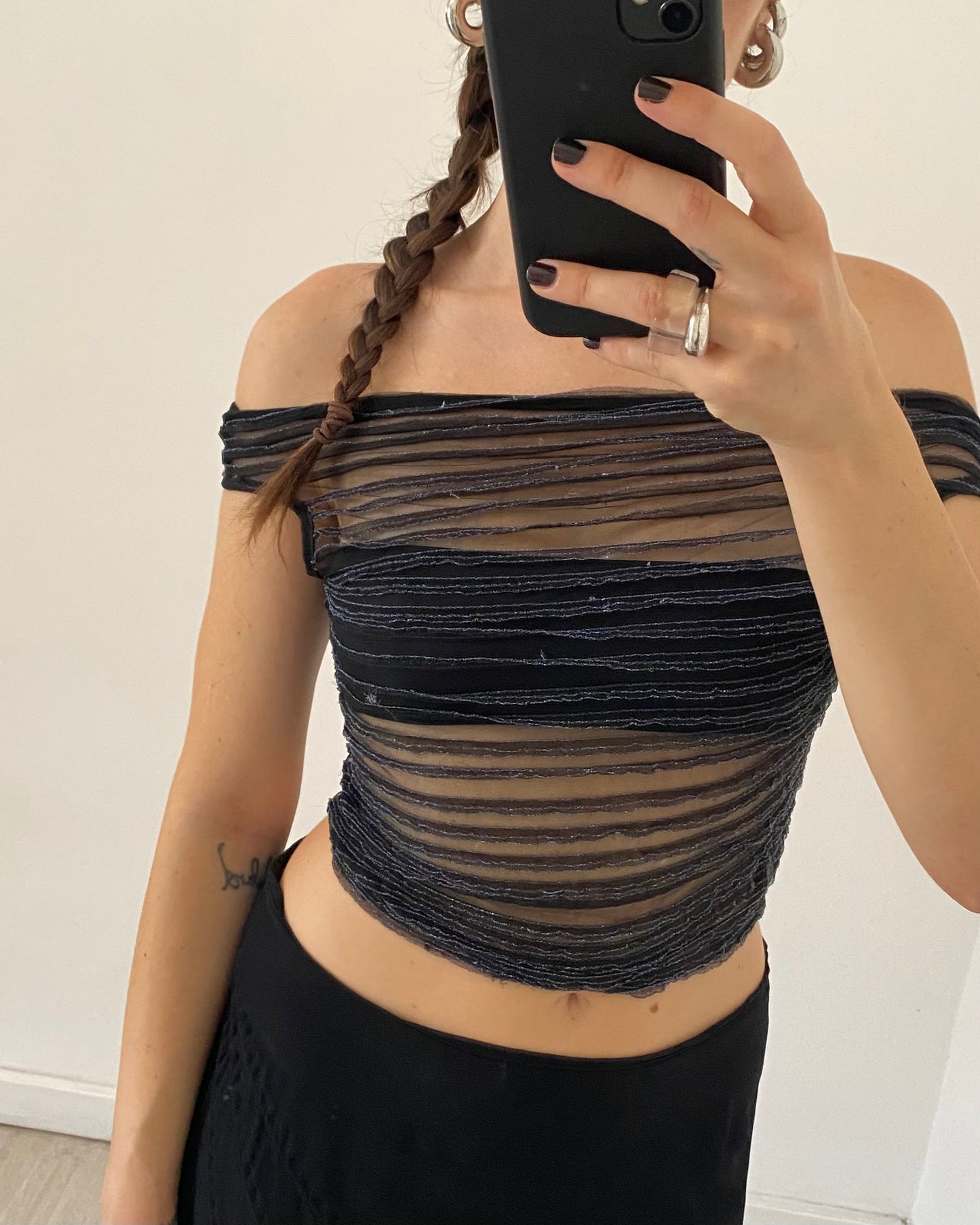 00s sheer top with lurex details
