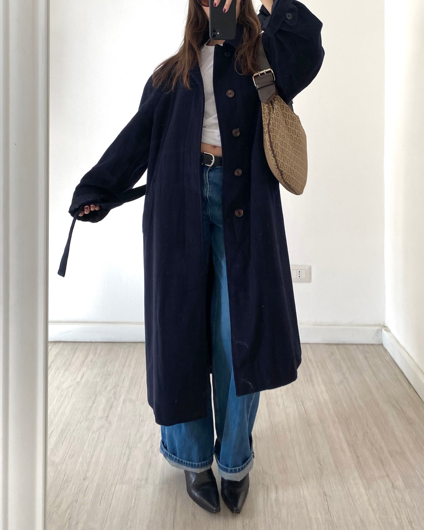 Navy wool belted coat