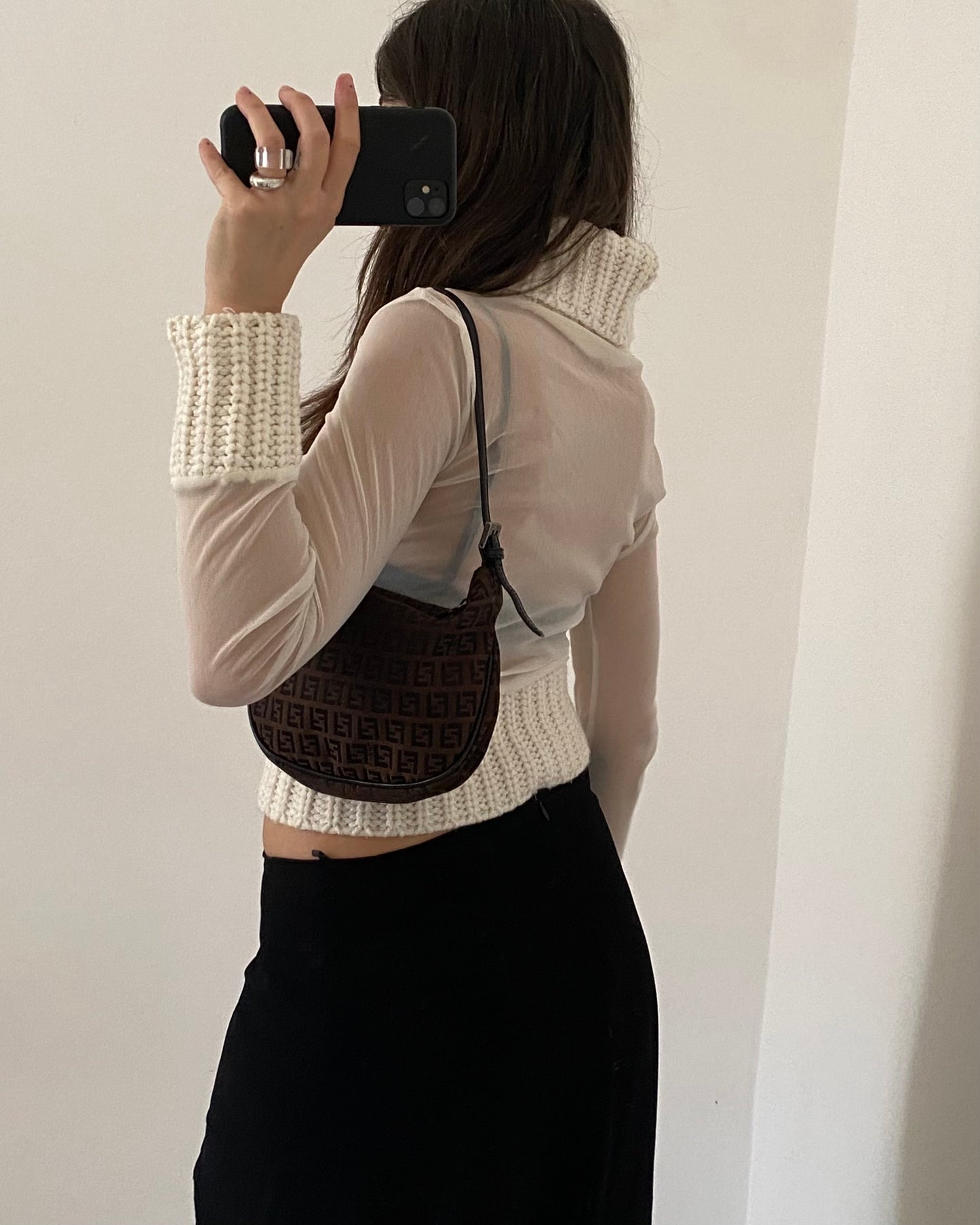 Sheer micro mesh turtleneck top