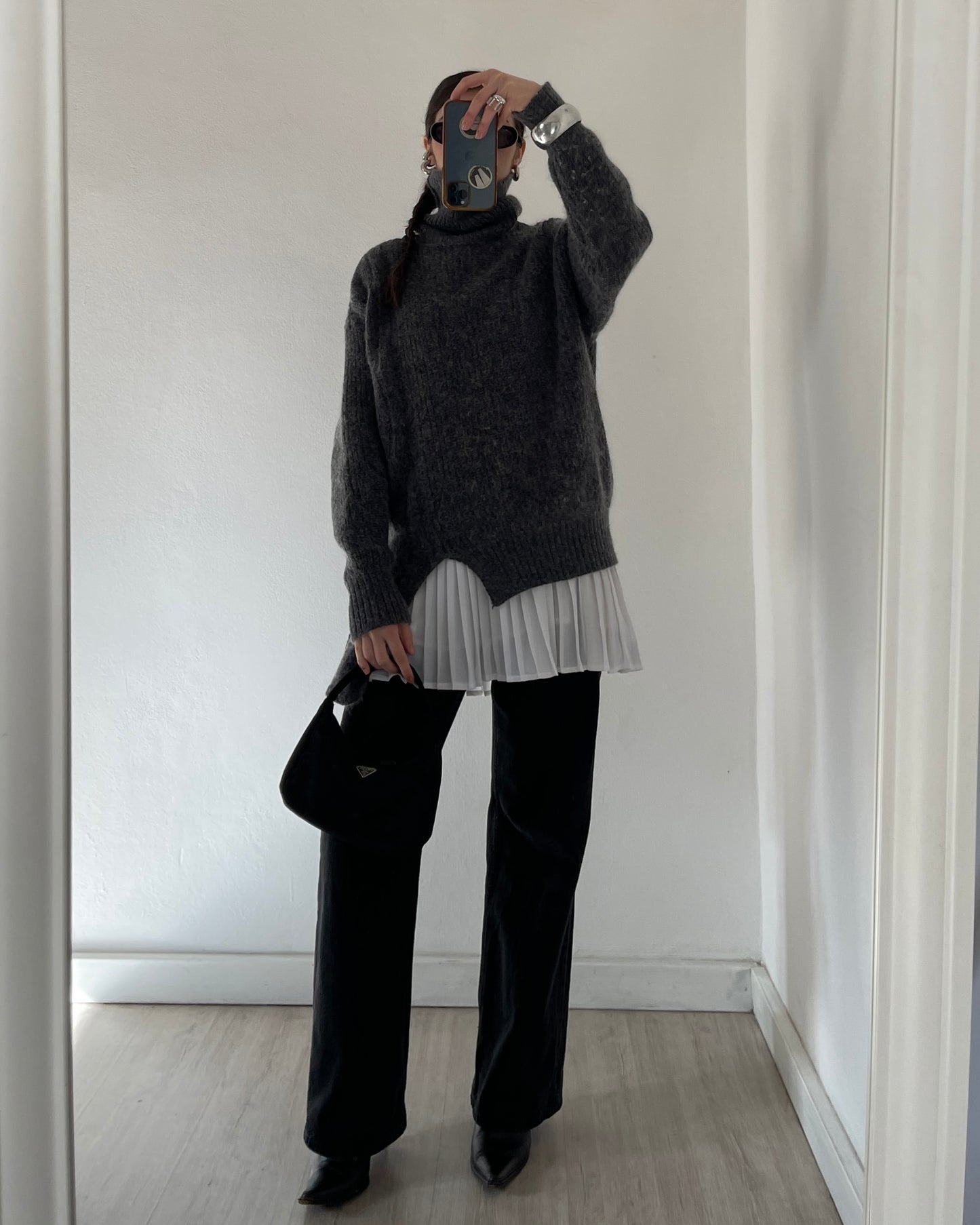 Asymmetric knit sweater