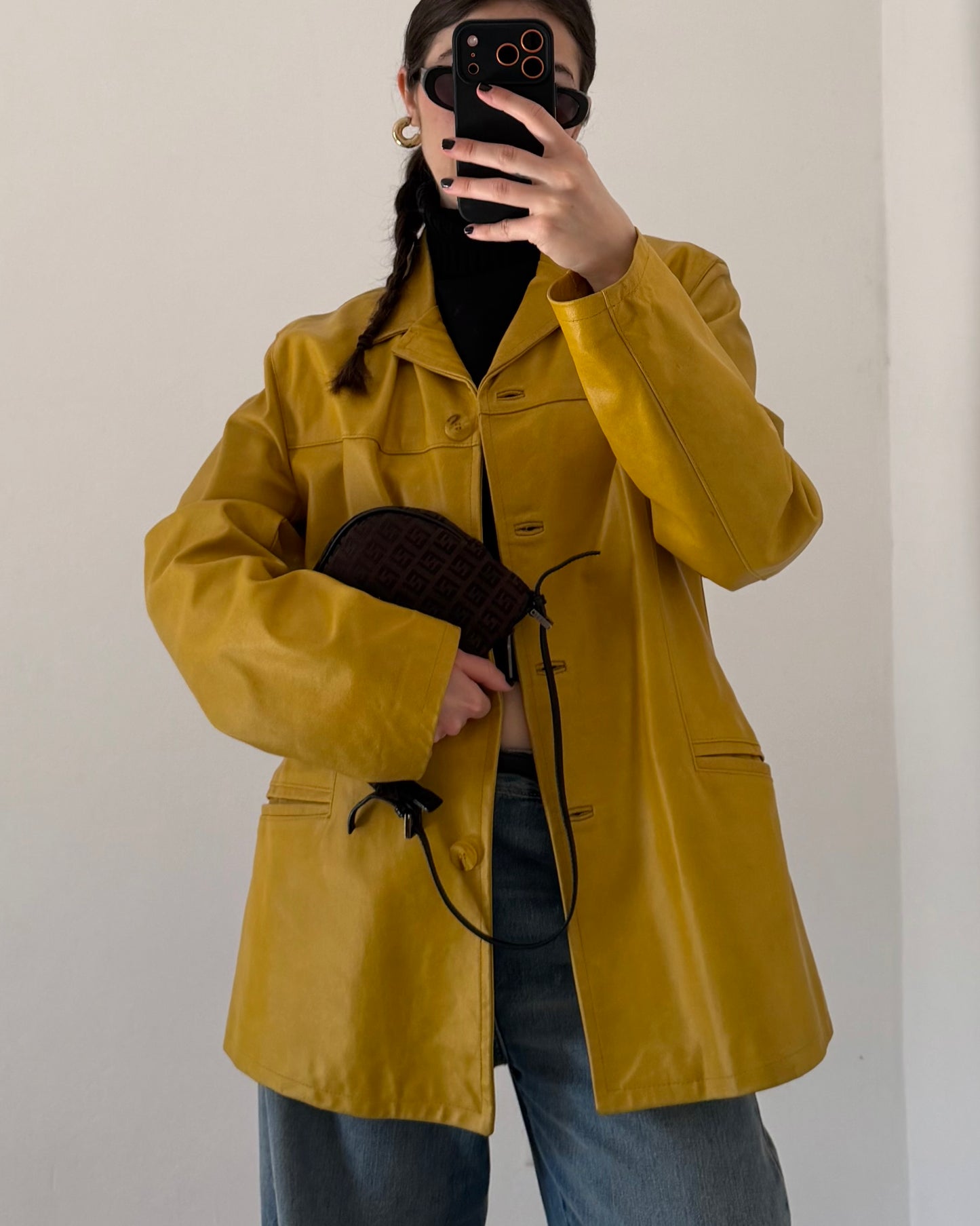 Mustard yellow leather jacket