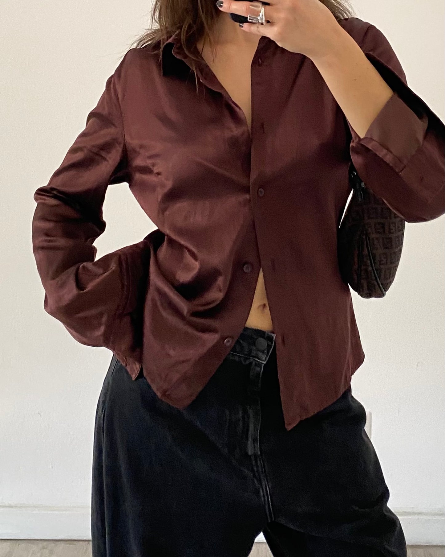 Brown satin shirt