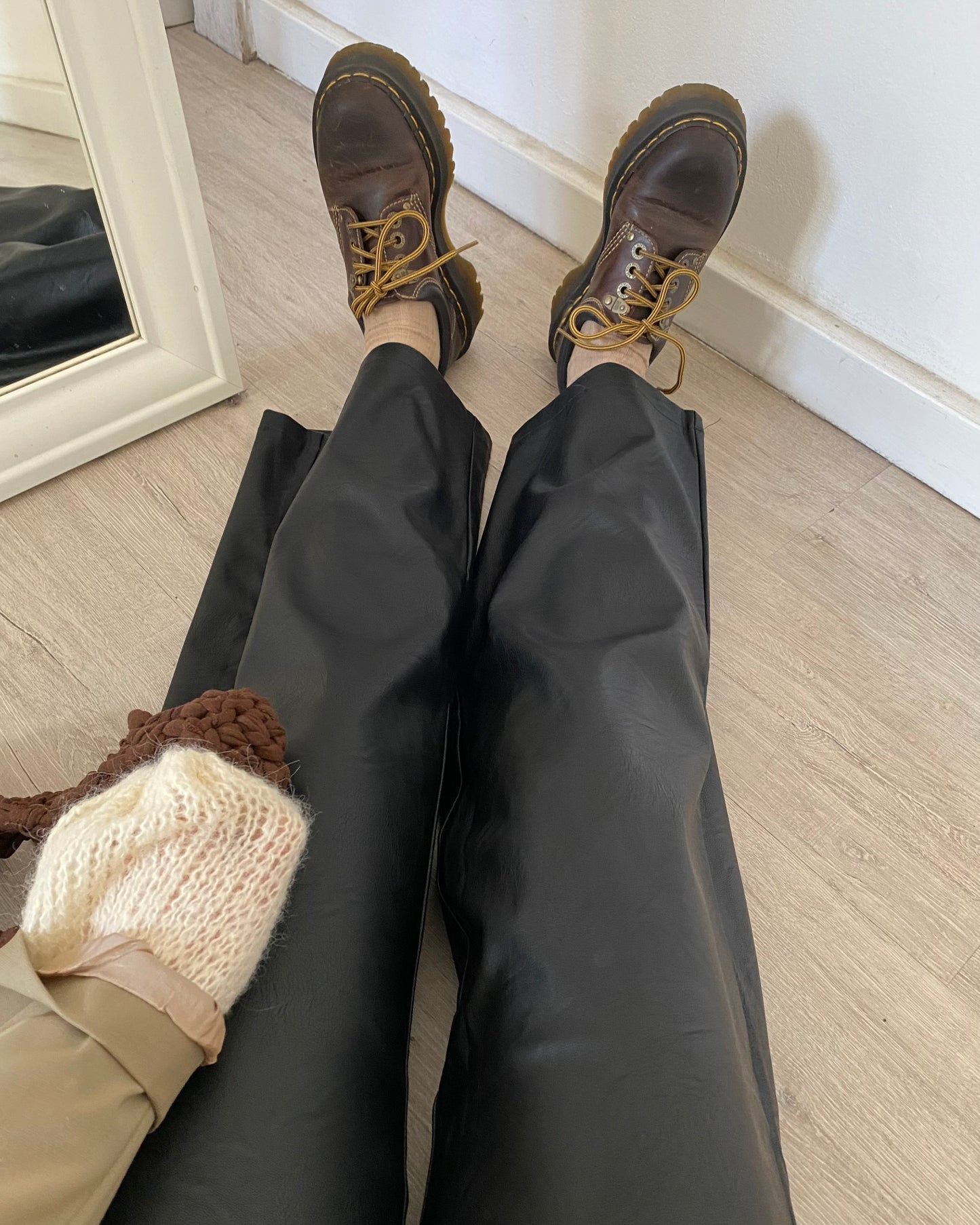 Faux leather trousers