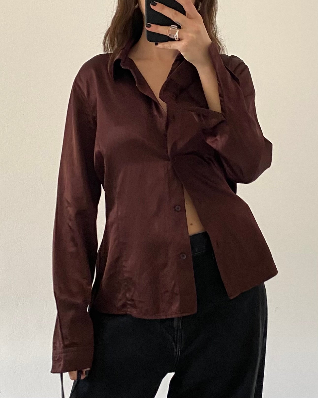 Brown satin shirt