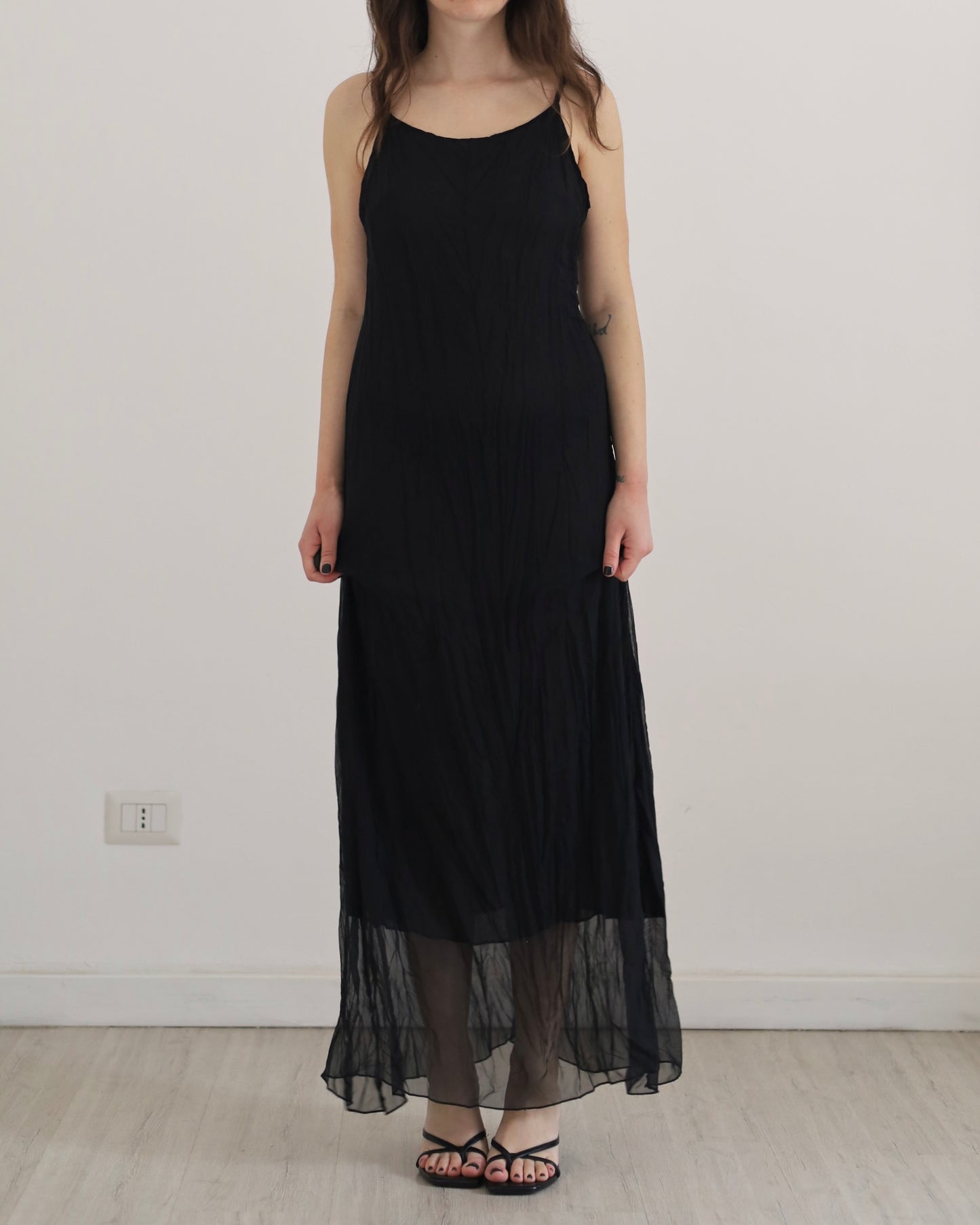 Long sheer crinkle dress