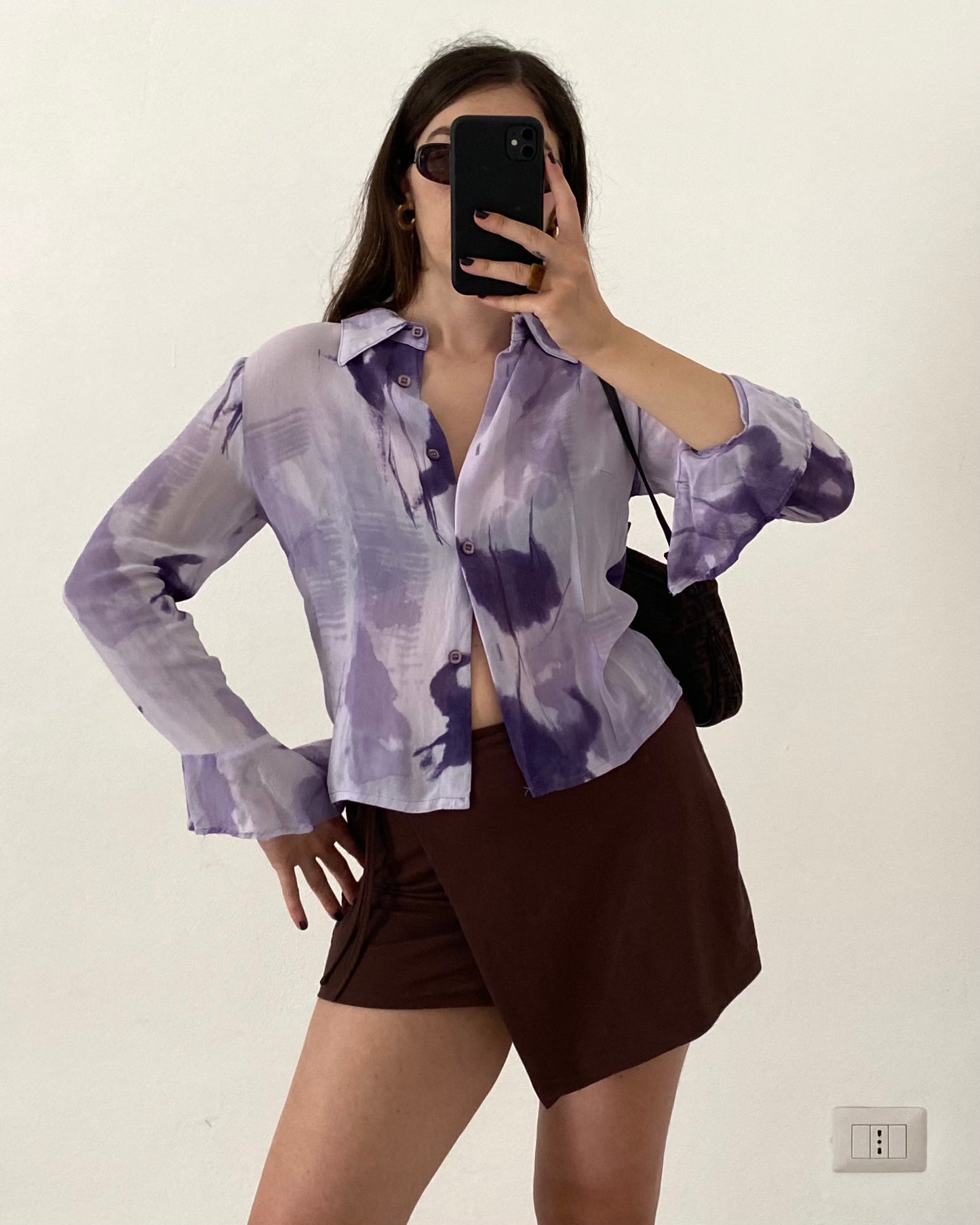 Sheer printed shirt