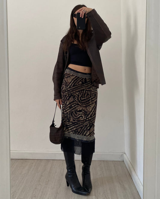 Micro mesh midi skirt