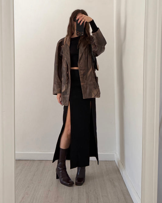 Distressed leather jacket