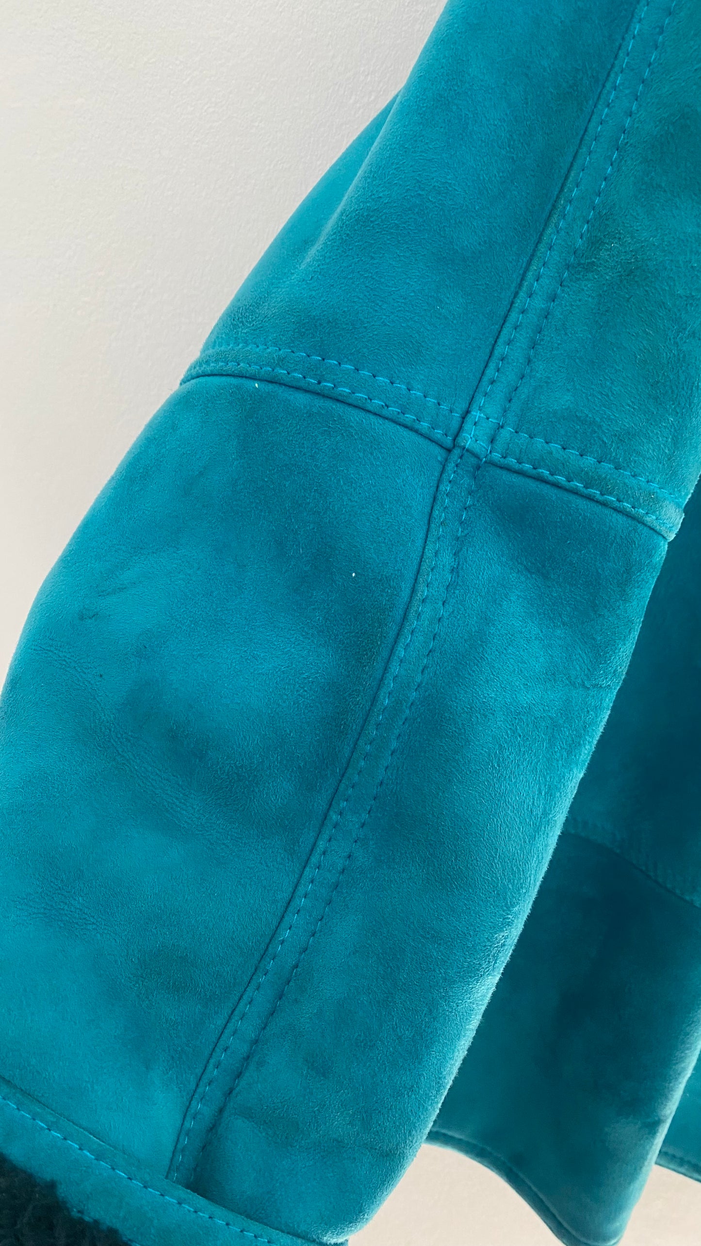 Teal shearling coat