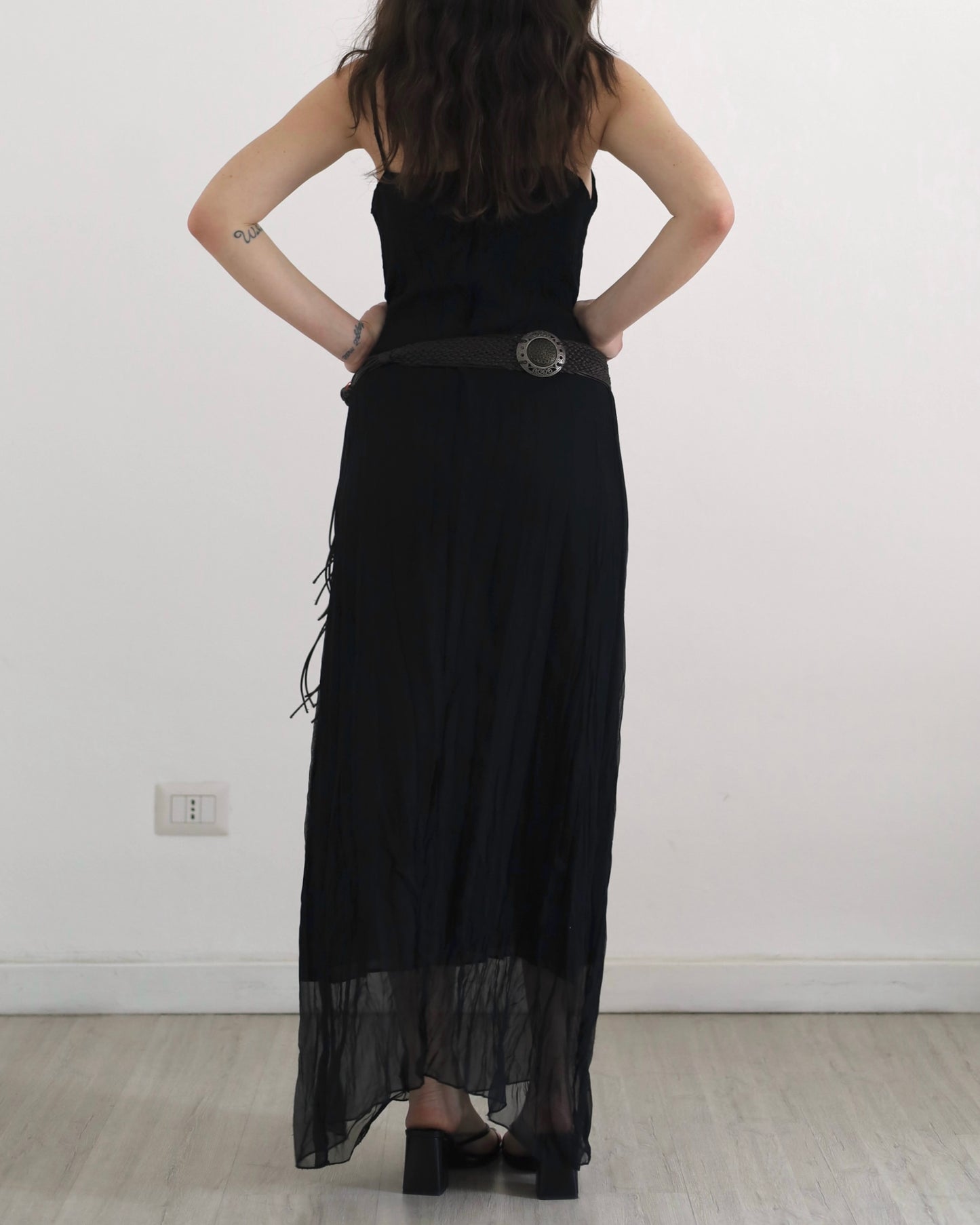 Long sheer crinkle dress