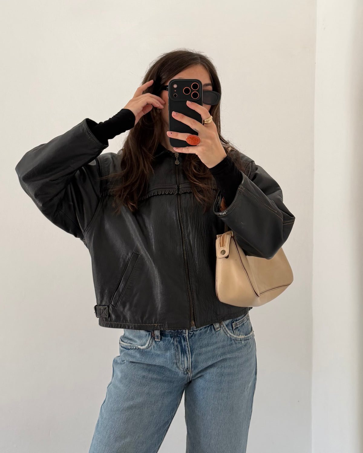 90s leather bomber jacket