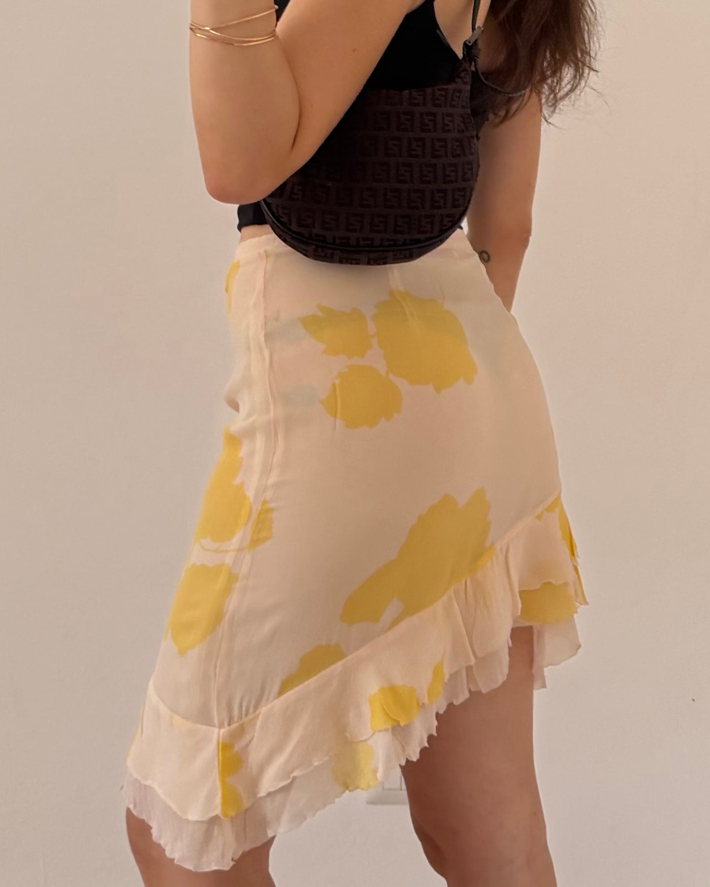 00s pastel yellow midi skirt