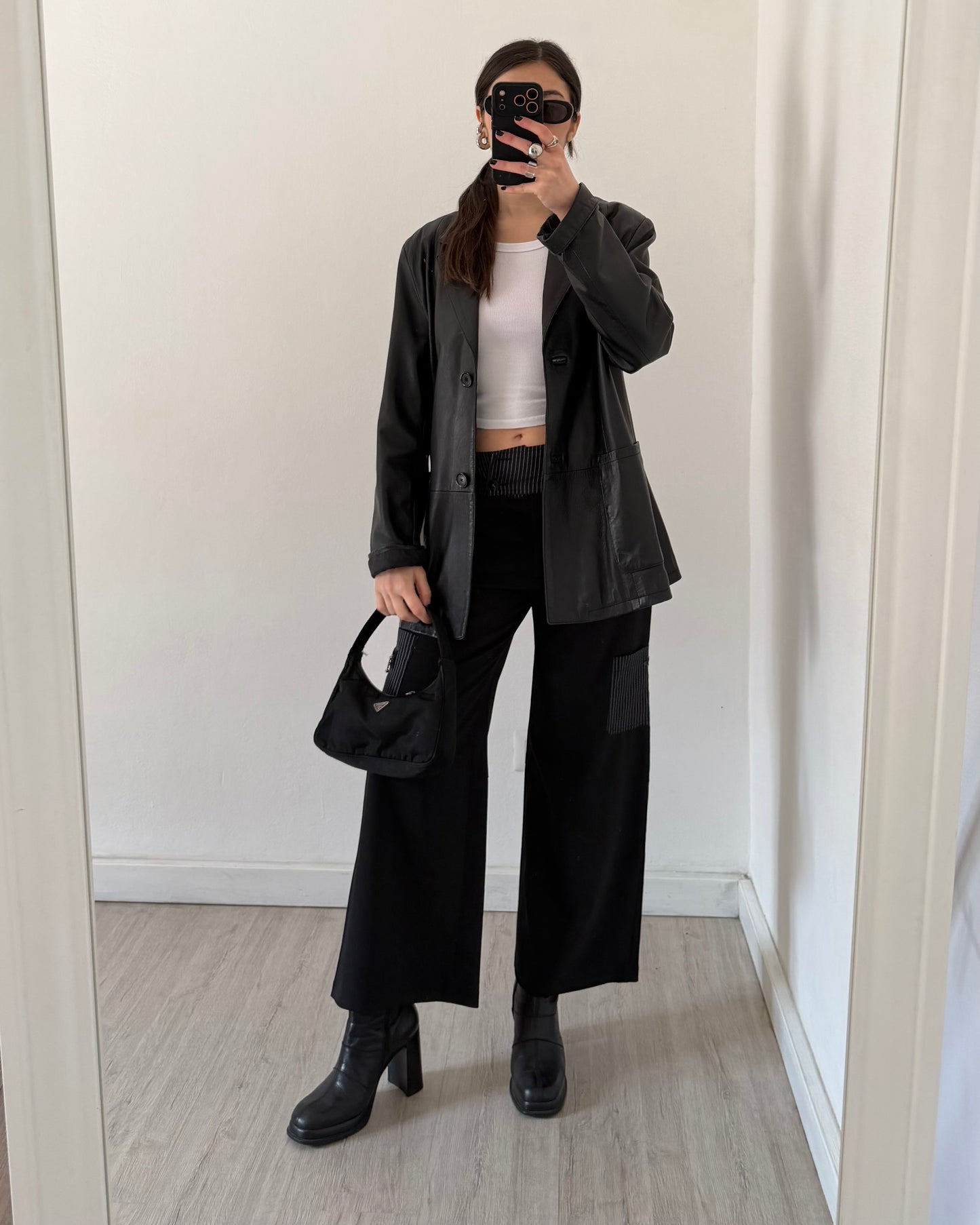 00s wide leg pinstripe trousers