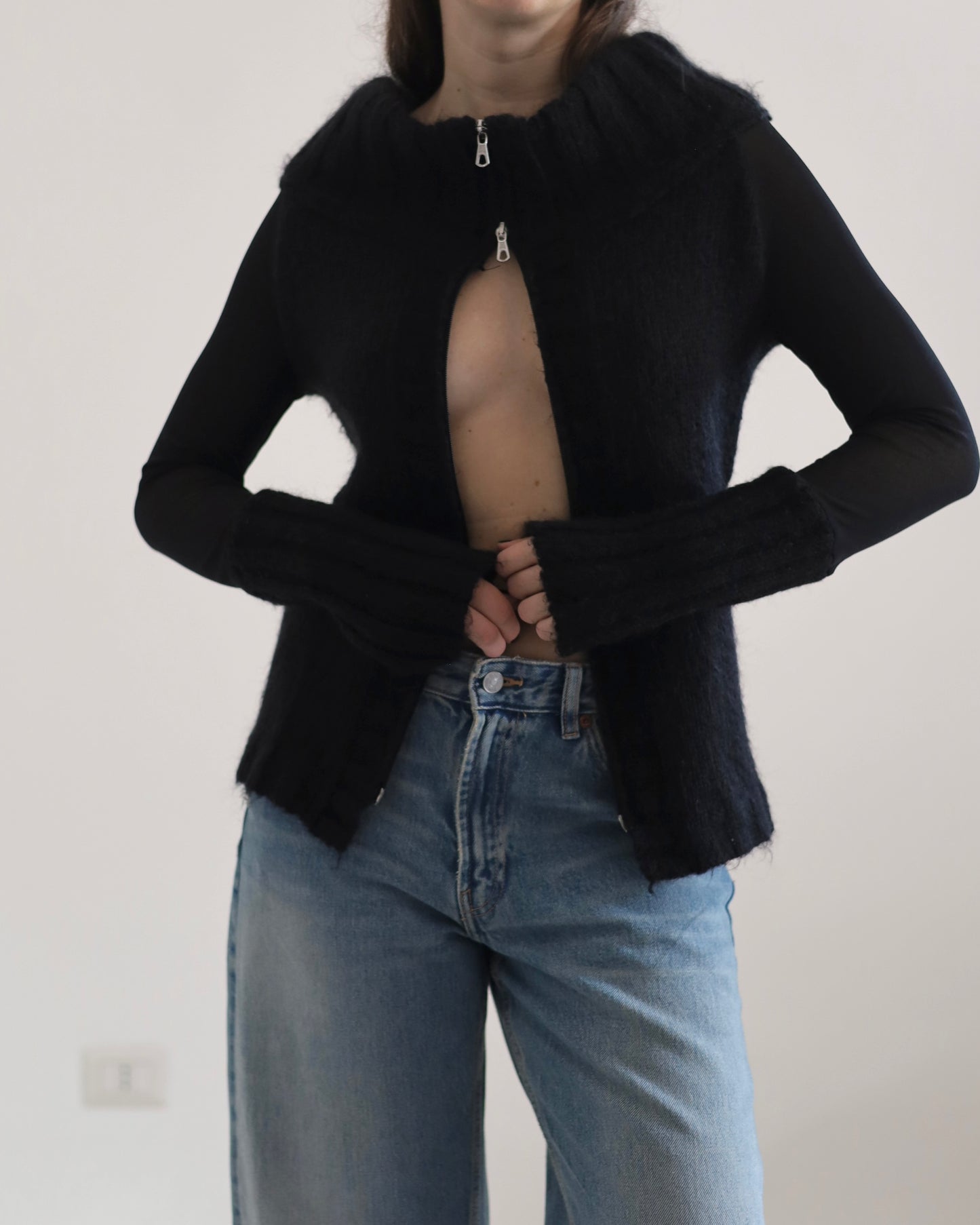 Double zip knit top