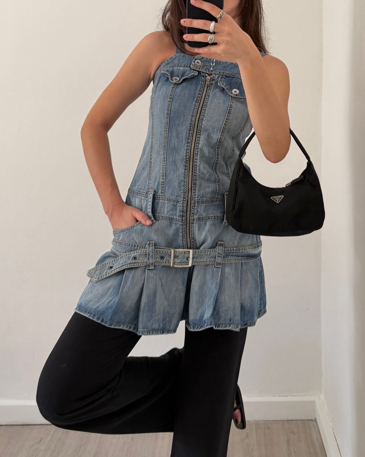 y2k denim mini dress
