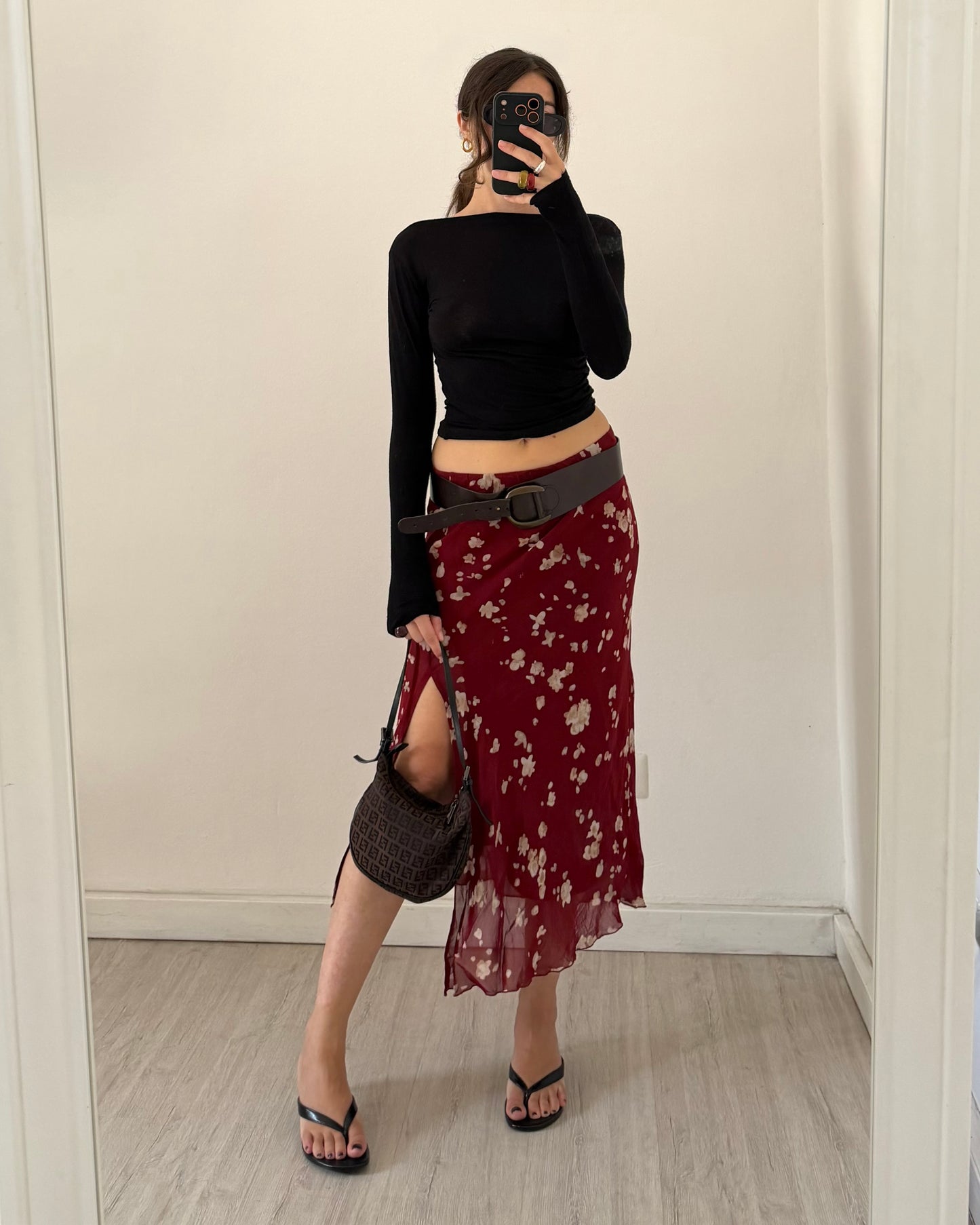00s Floral midi skirt