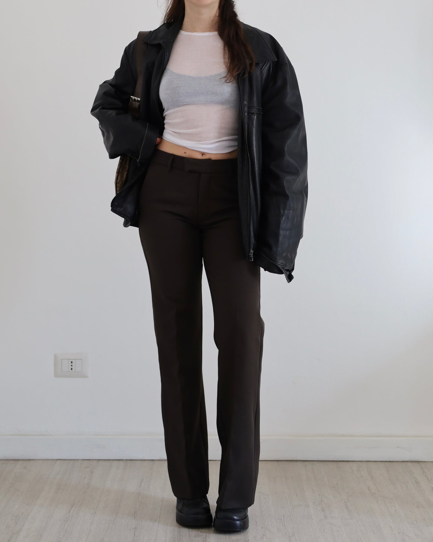 Y2k brown tailored trousers