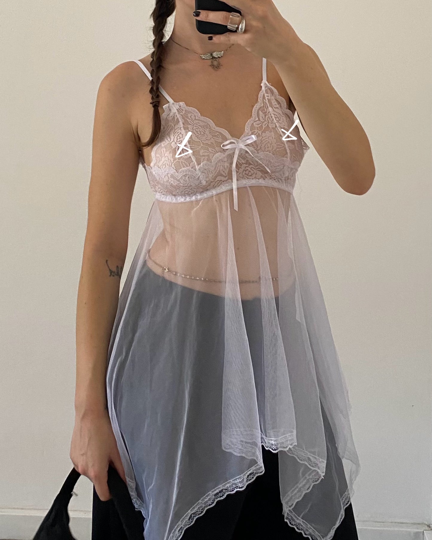 White tulle babydoll top