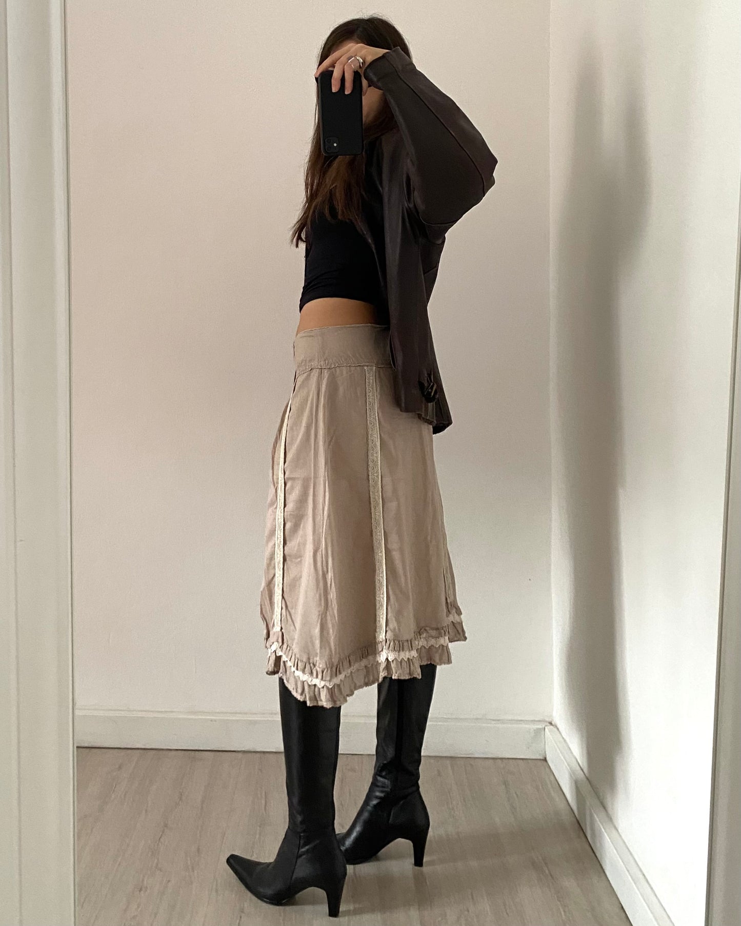 Cotton midi skirt